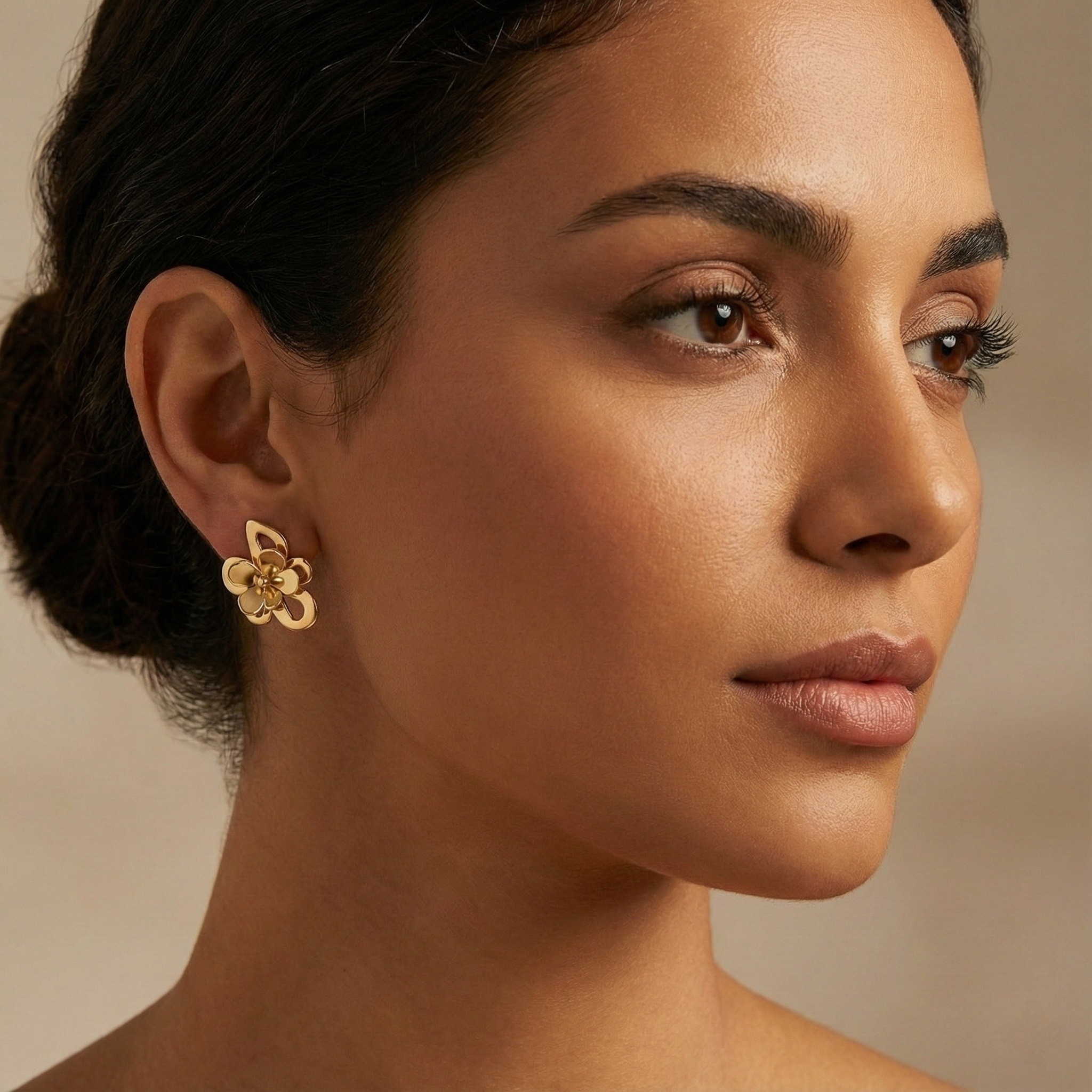 Flowery Collection, 2 Levels Flowers Earrings