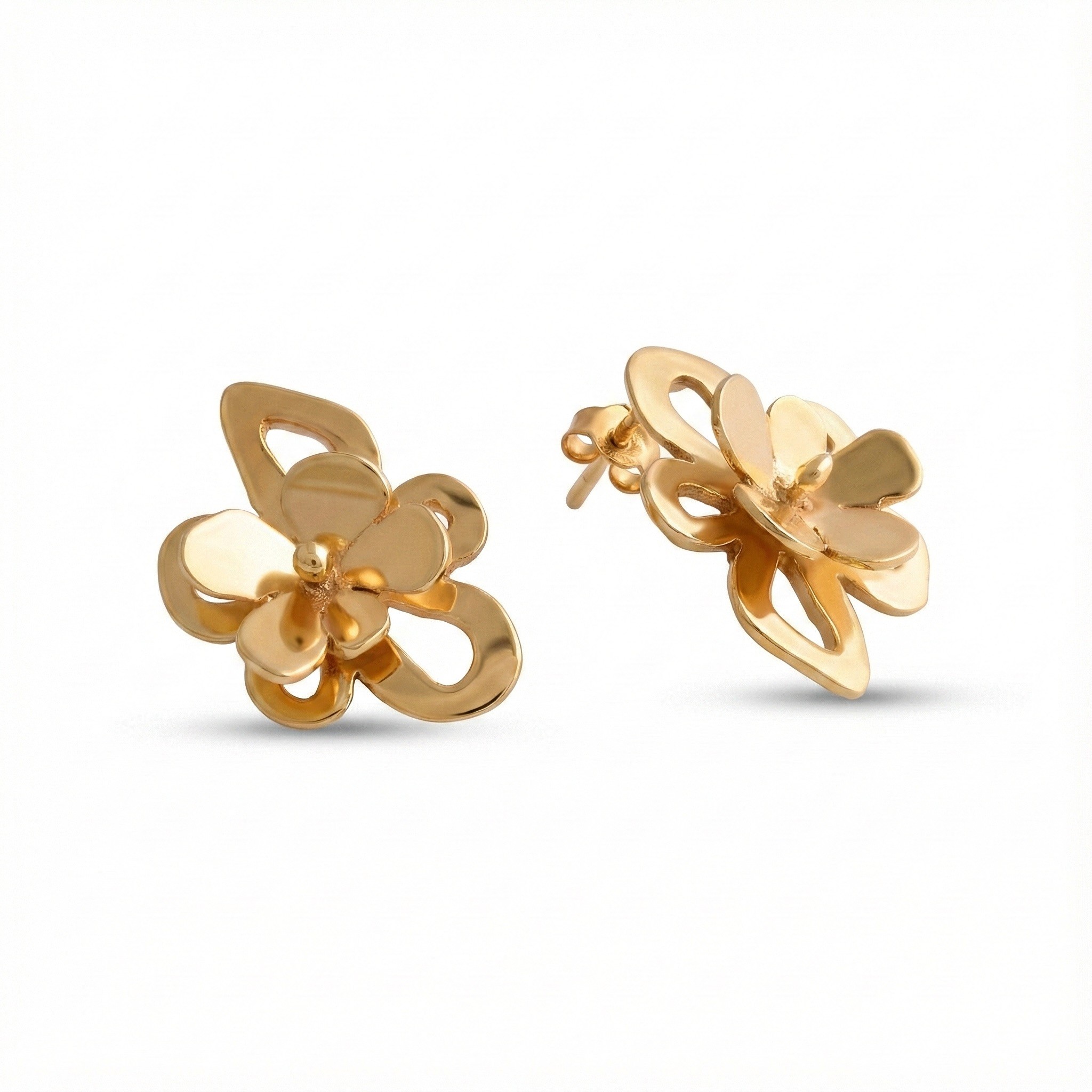 Flowery Collection, 2 Levels Flowers Earrings