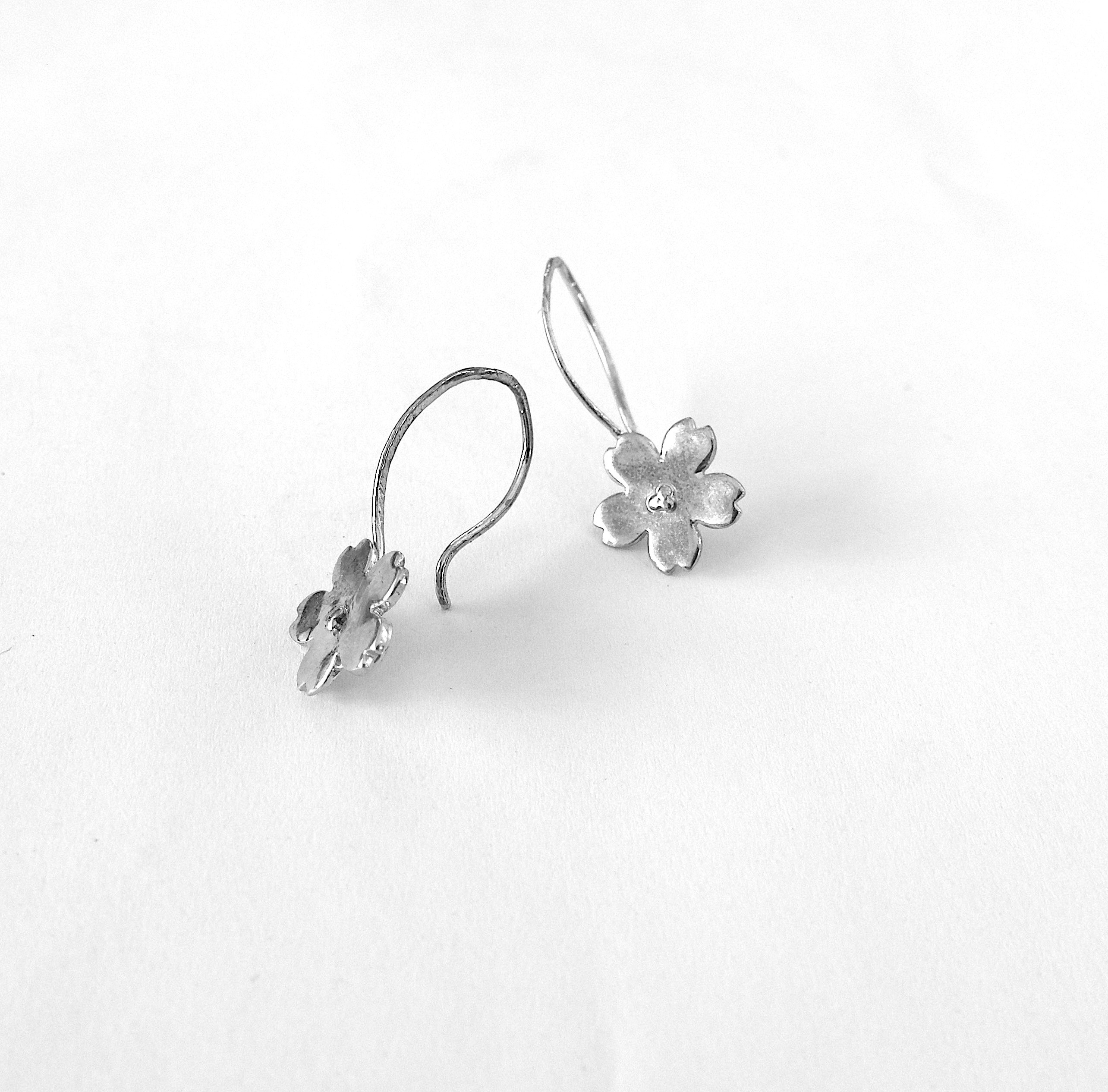 Flowery Collection, Engraved Flower Hook Earrings