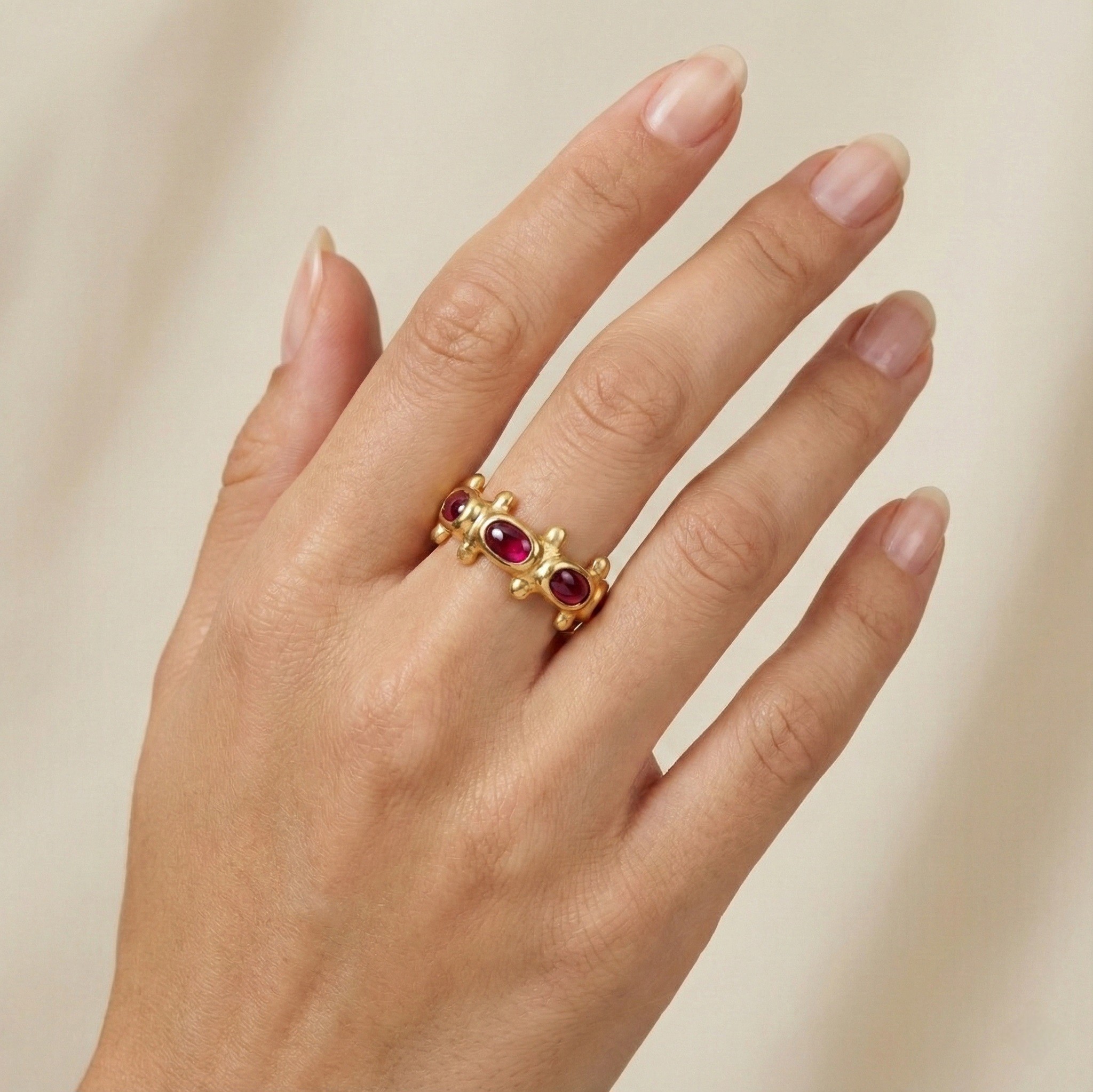 Roman Collection, Old Style Eternity Adjustable Ring With Garnet