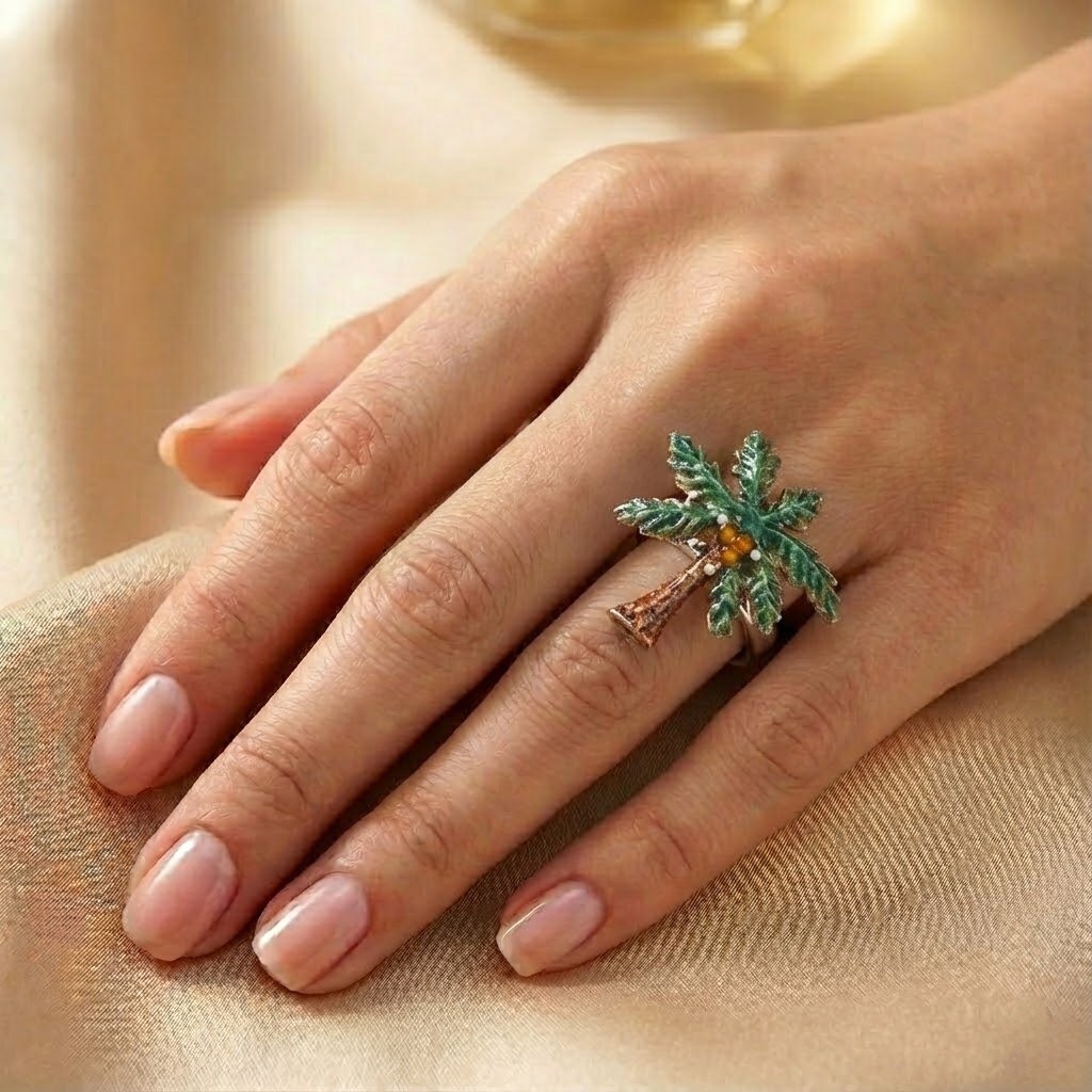 Siwa Collection, Engraved Palm Tree Adjustable Ring - SZR429