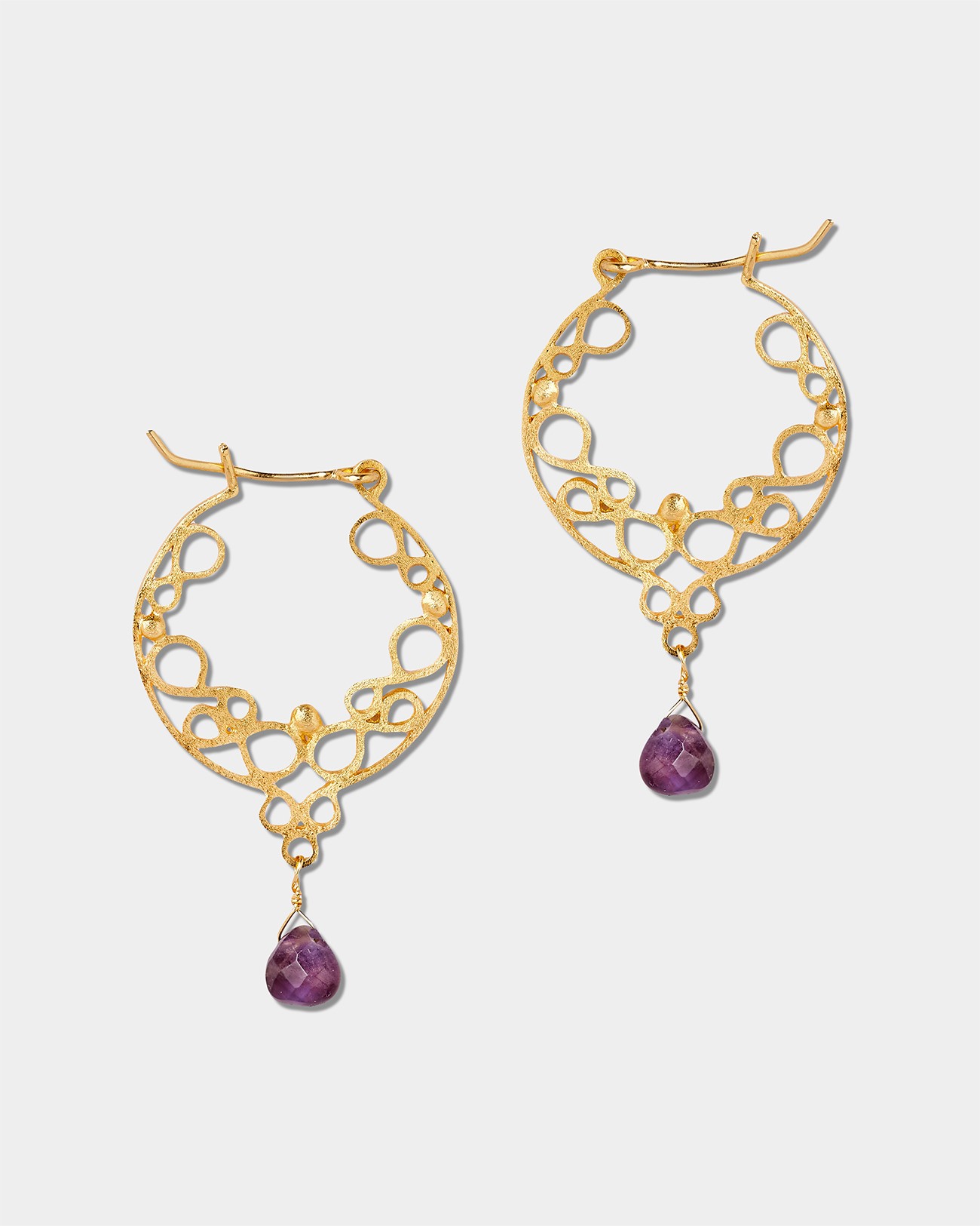Filigree Collection, Filigree Amethyst Drop Earrings