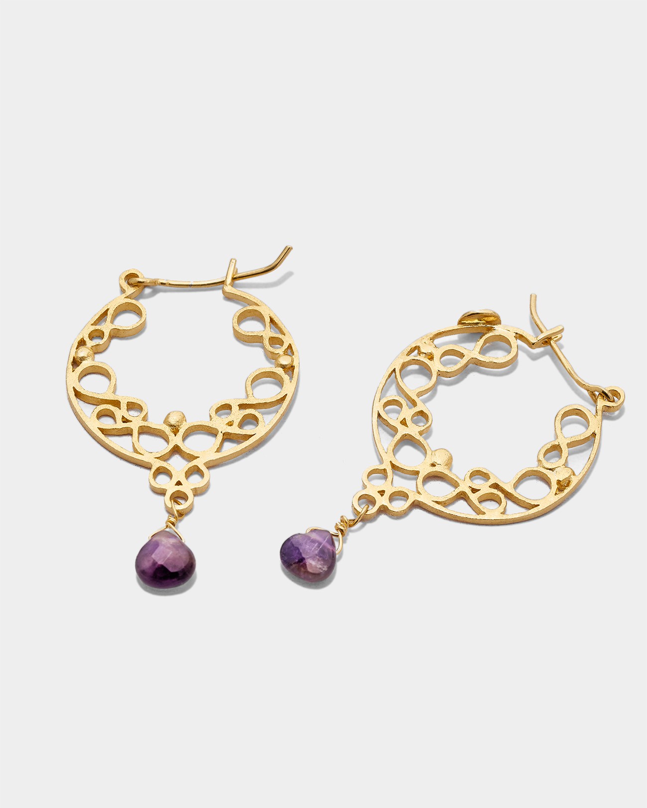 Filigree Collection, Filigree Amethyst Drop Earrings