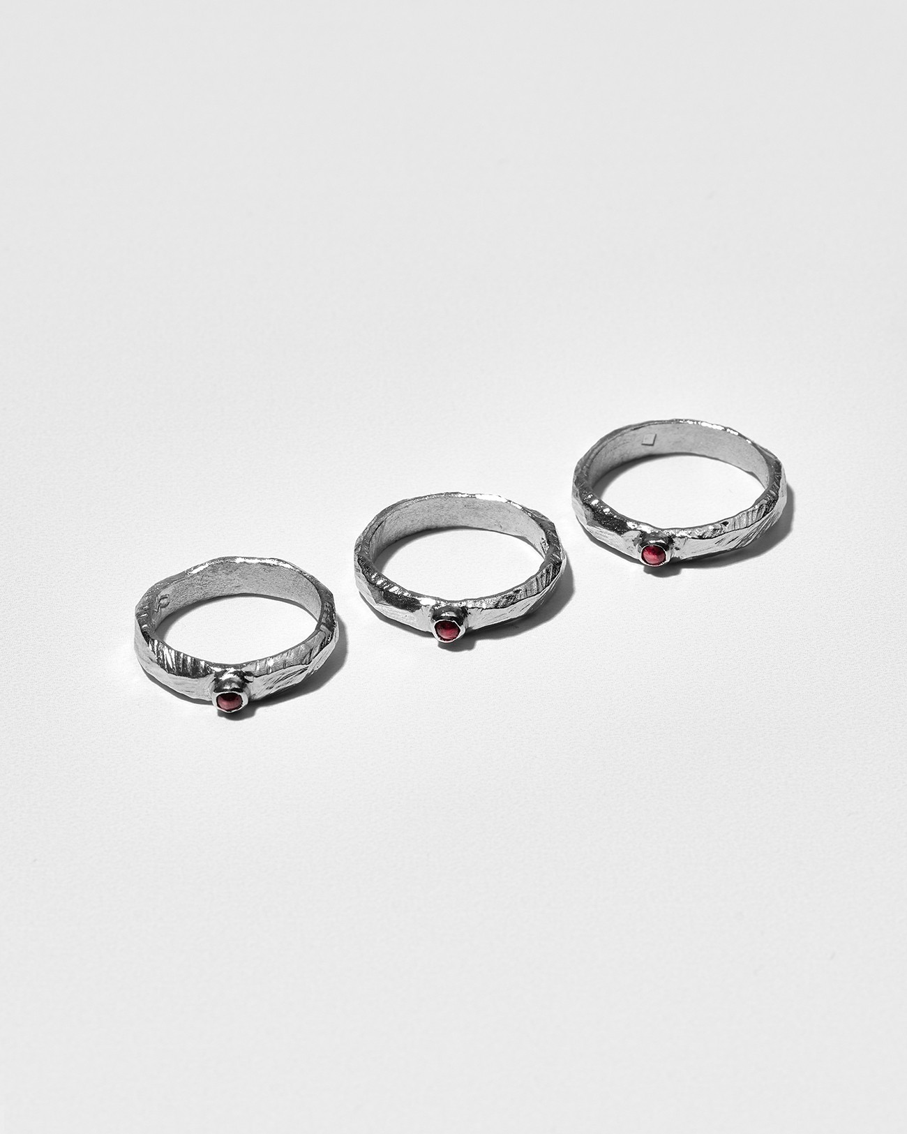 Handmade Organic Textured Ring with Garnet