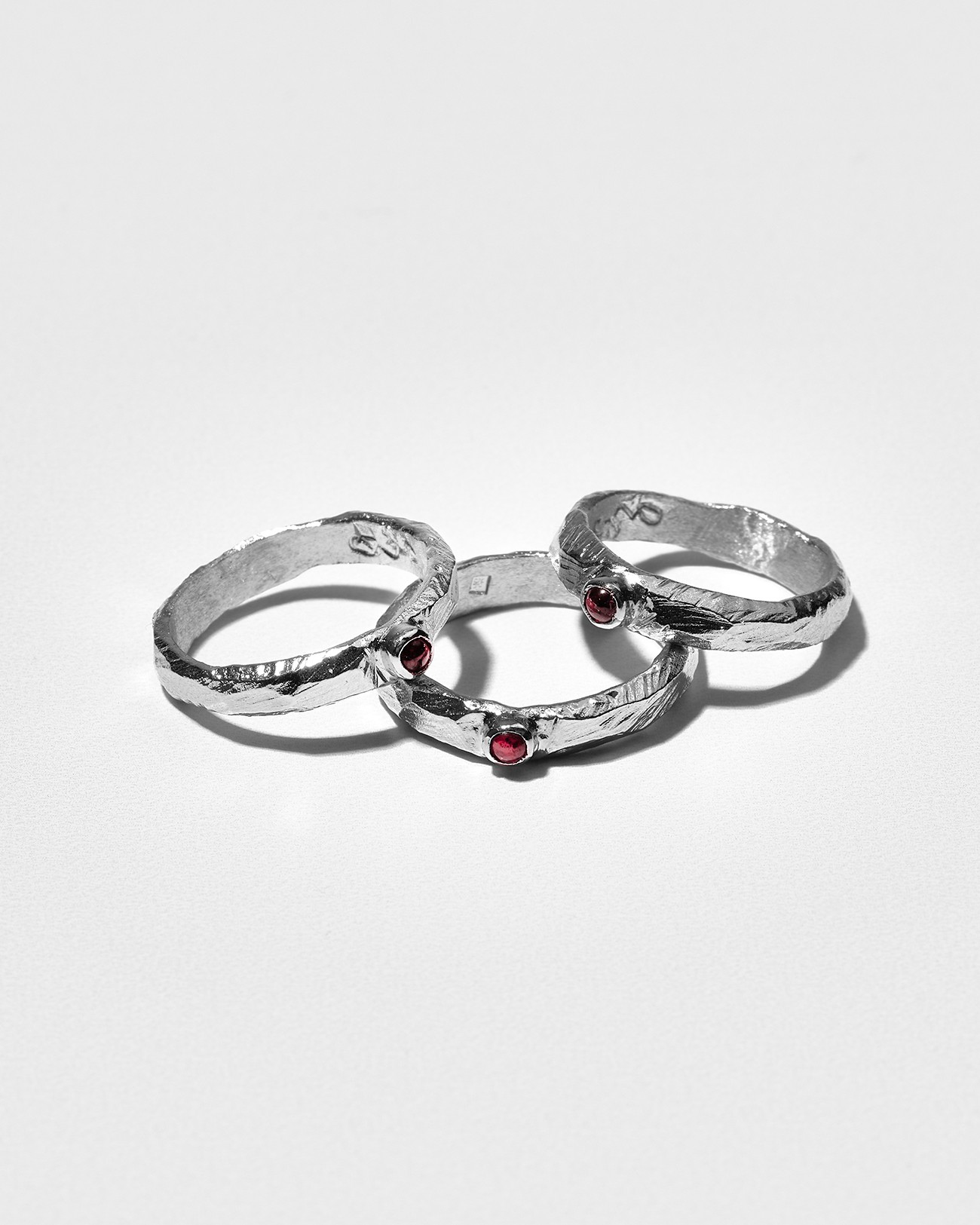 Handmade Organic Textured Ring with Garnet