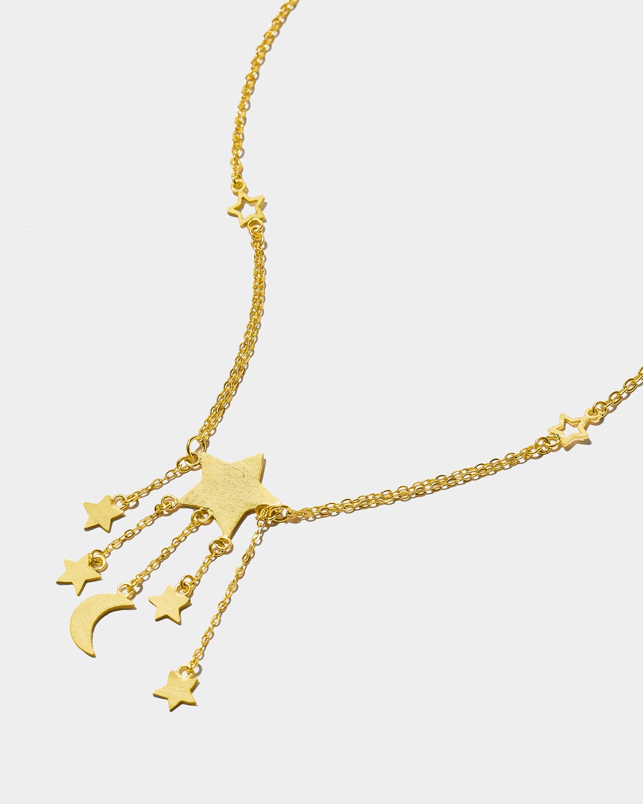 Handmade Sterling Silver Stars & Half Moon Necklace
