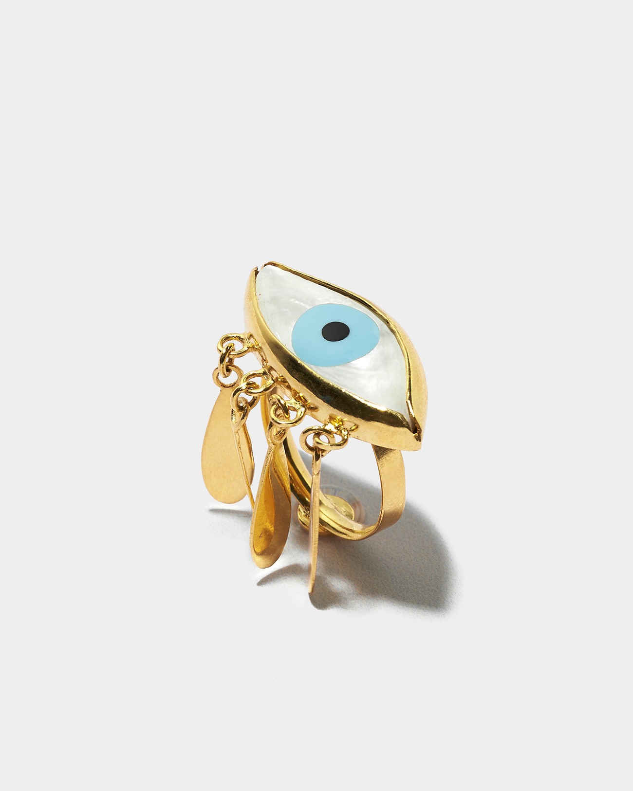 Handmade Evil Eye Mother Pearl Eye & Tears Ring Silver Jewelry