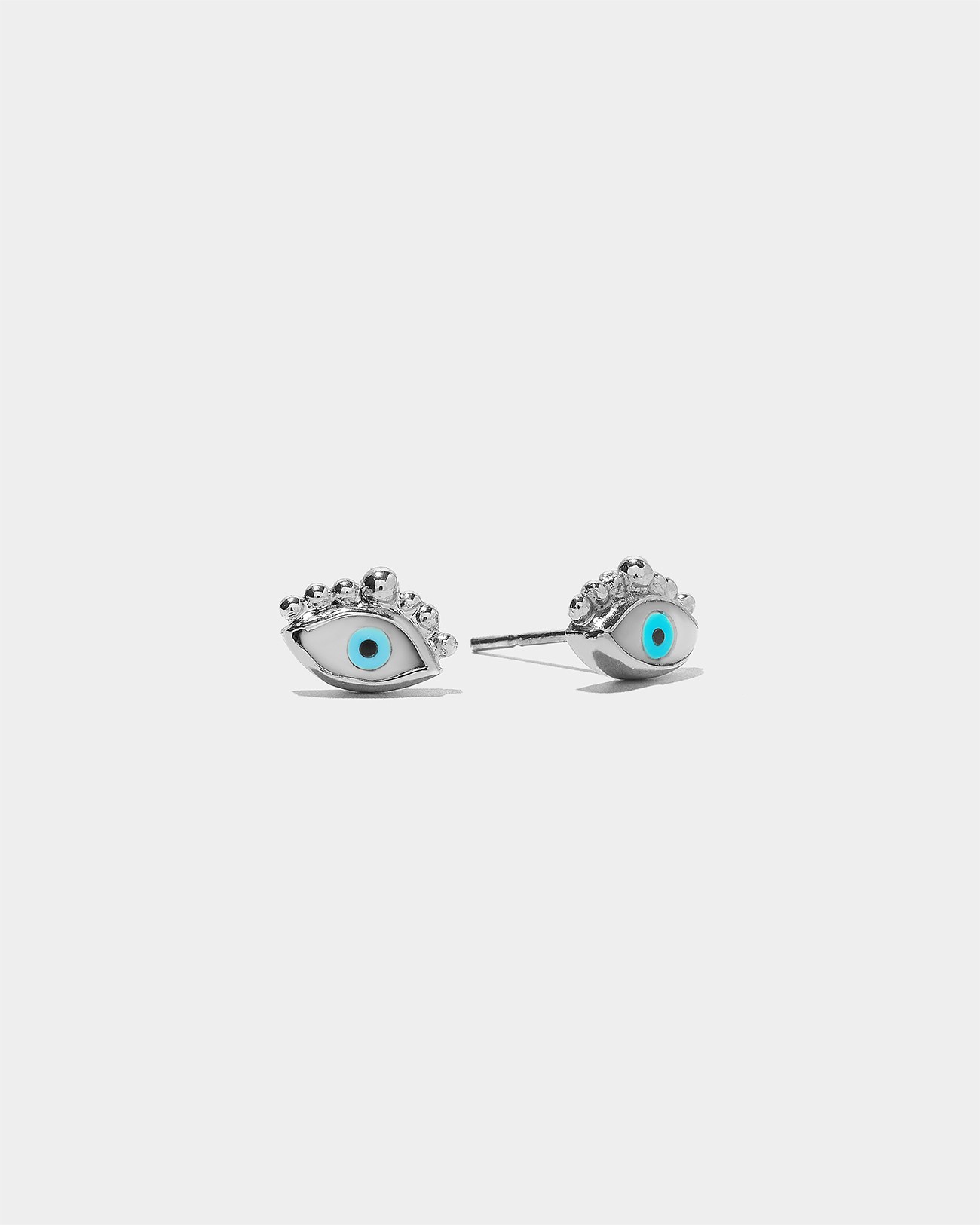 Handmade Tiny Mother of Pearls Eye Earrings Silver Jewelry