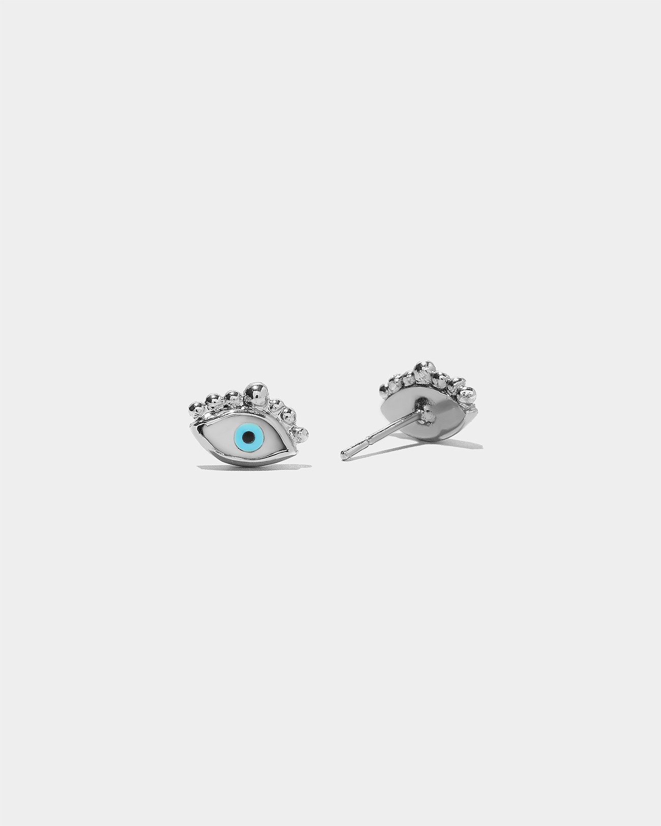 Handmade Tiny Mother of Pearls Eye Earrings Silver Jewelry