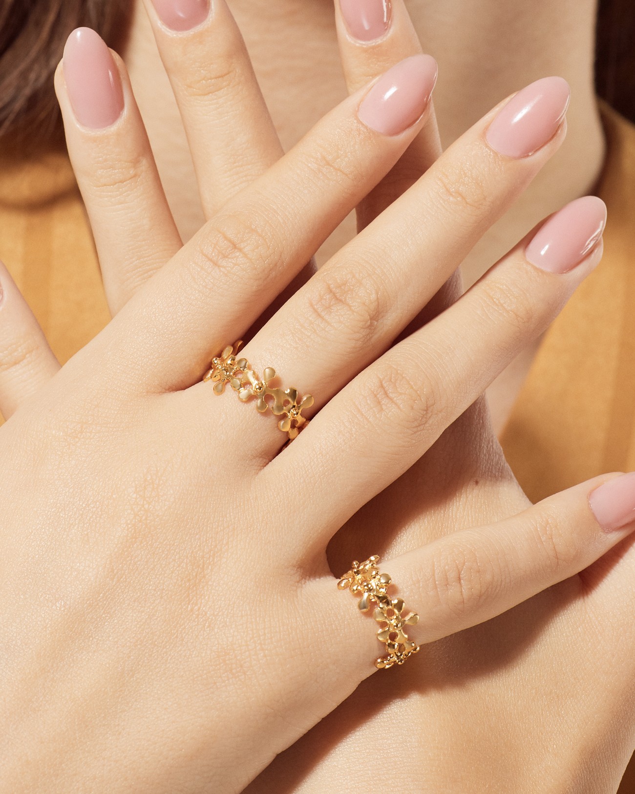 Handmade Flowers Band Ring Silver Jewelry