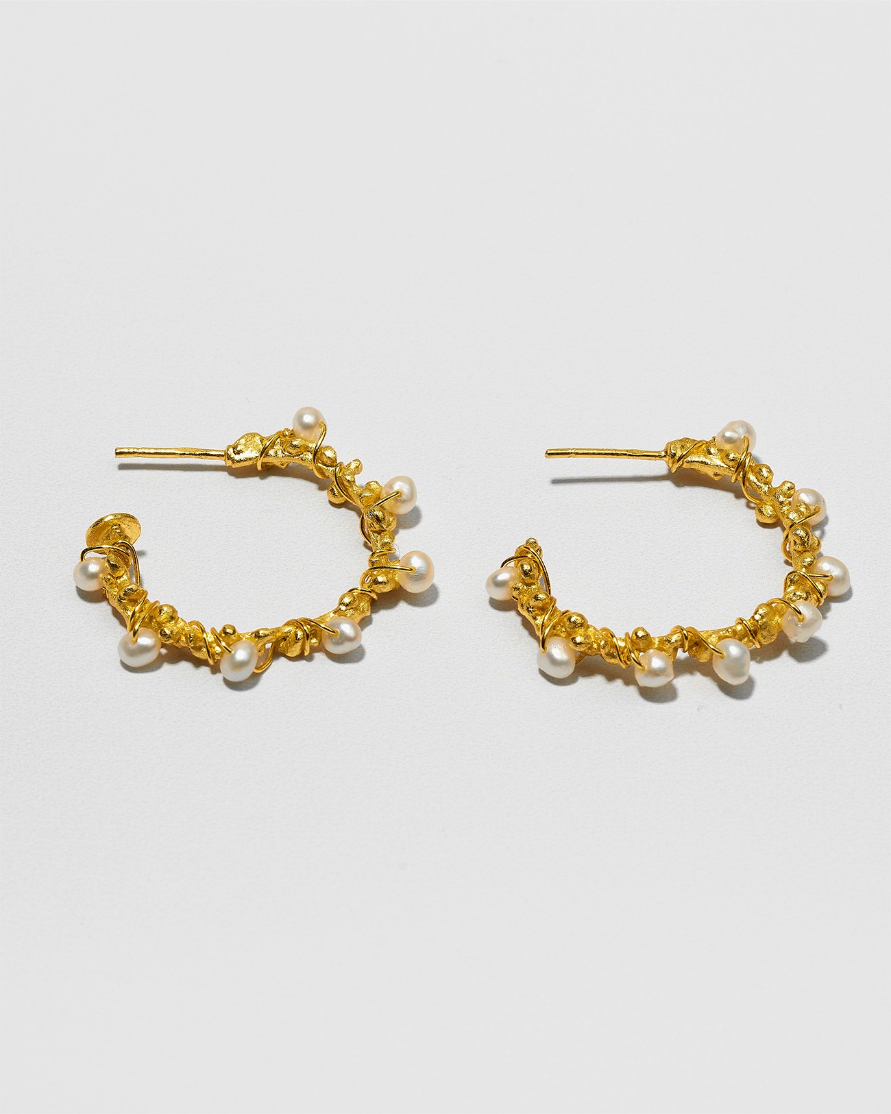 Handmade Wrapped Wire with White Pearls Earrings