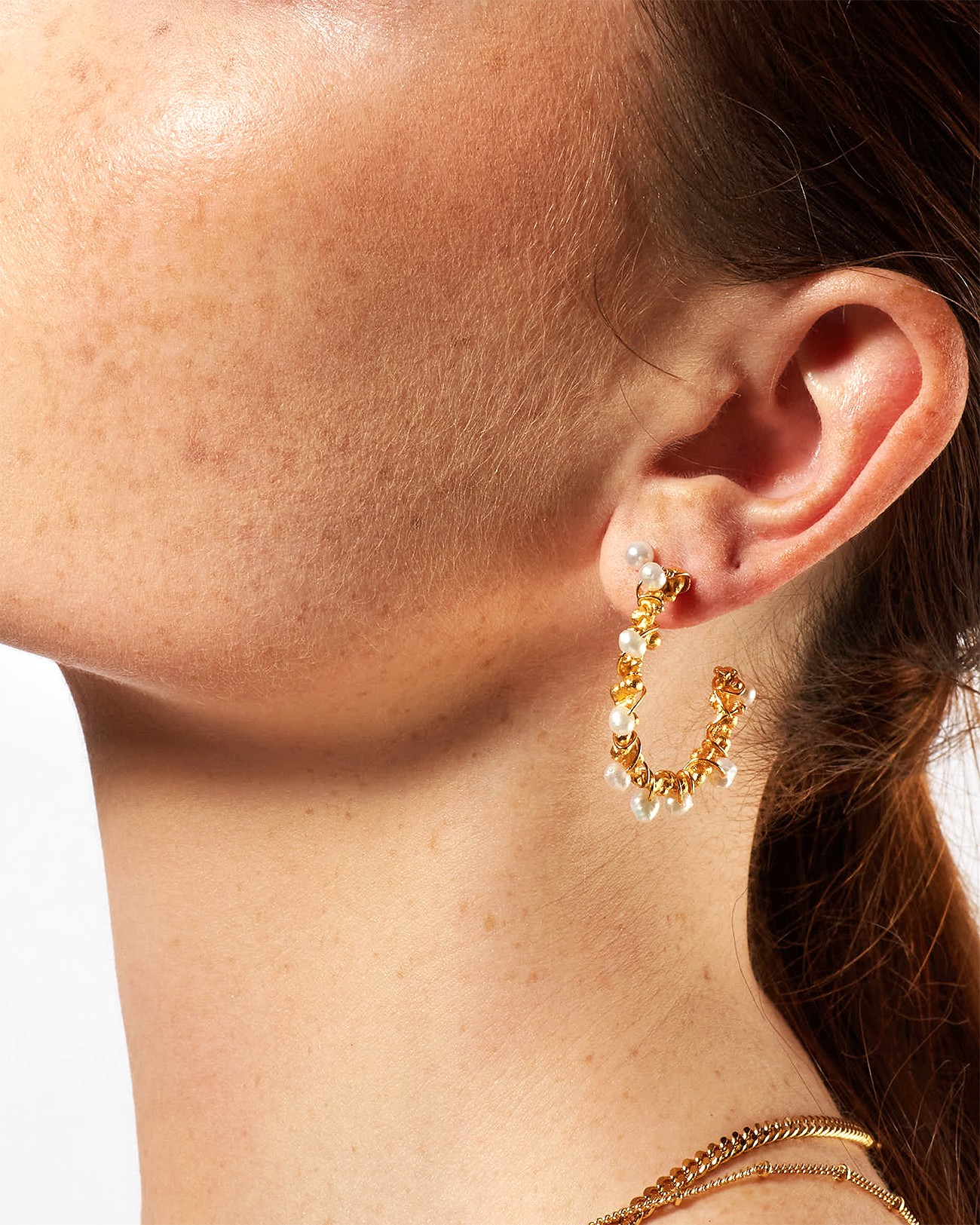Handmade Wrapped Wire with White Pearls Earrings