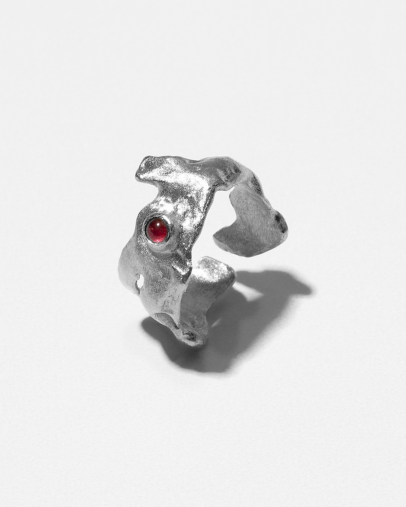 Handmade Irregular Liquid Adjustable Red Garnet Knuckle Ring