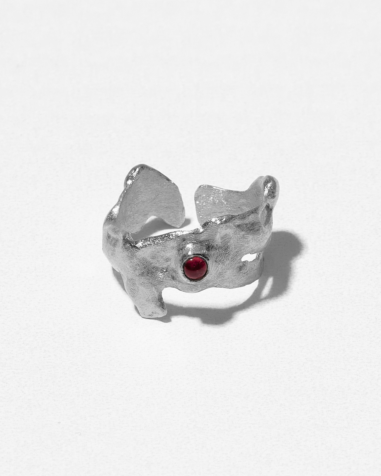 Handmade Irregular Liquid Adjustable Red Garnet Knuckle Ring