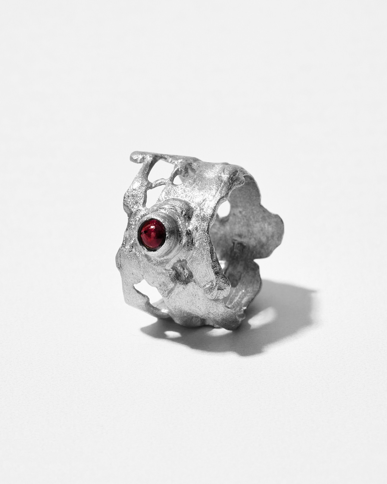 Handmade Irregular Liquid Adjustable Red Garnet Ring