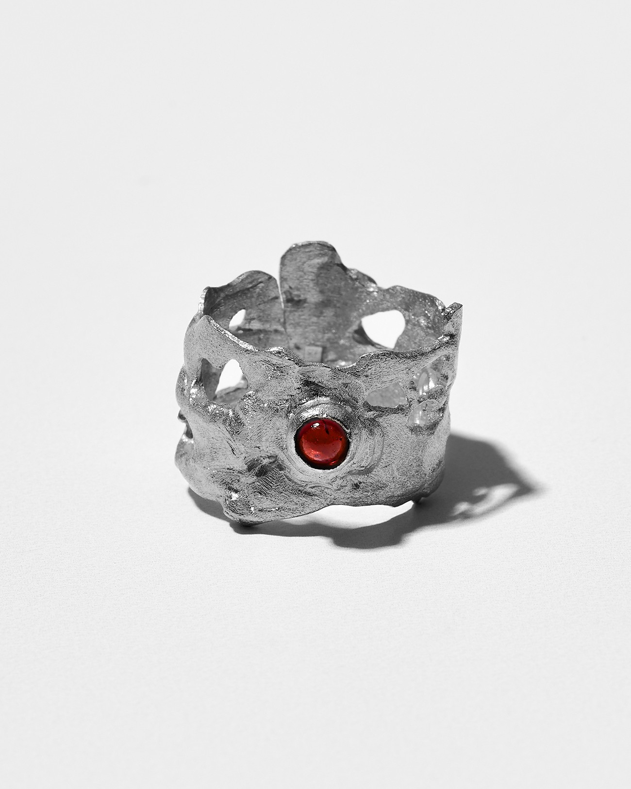 Handmade Irregular Liquid Adjustable Red Garnet Ring