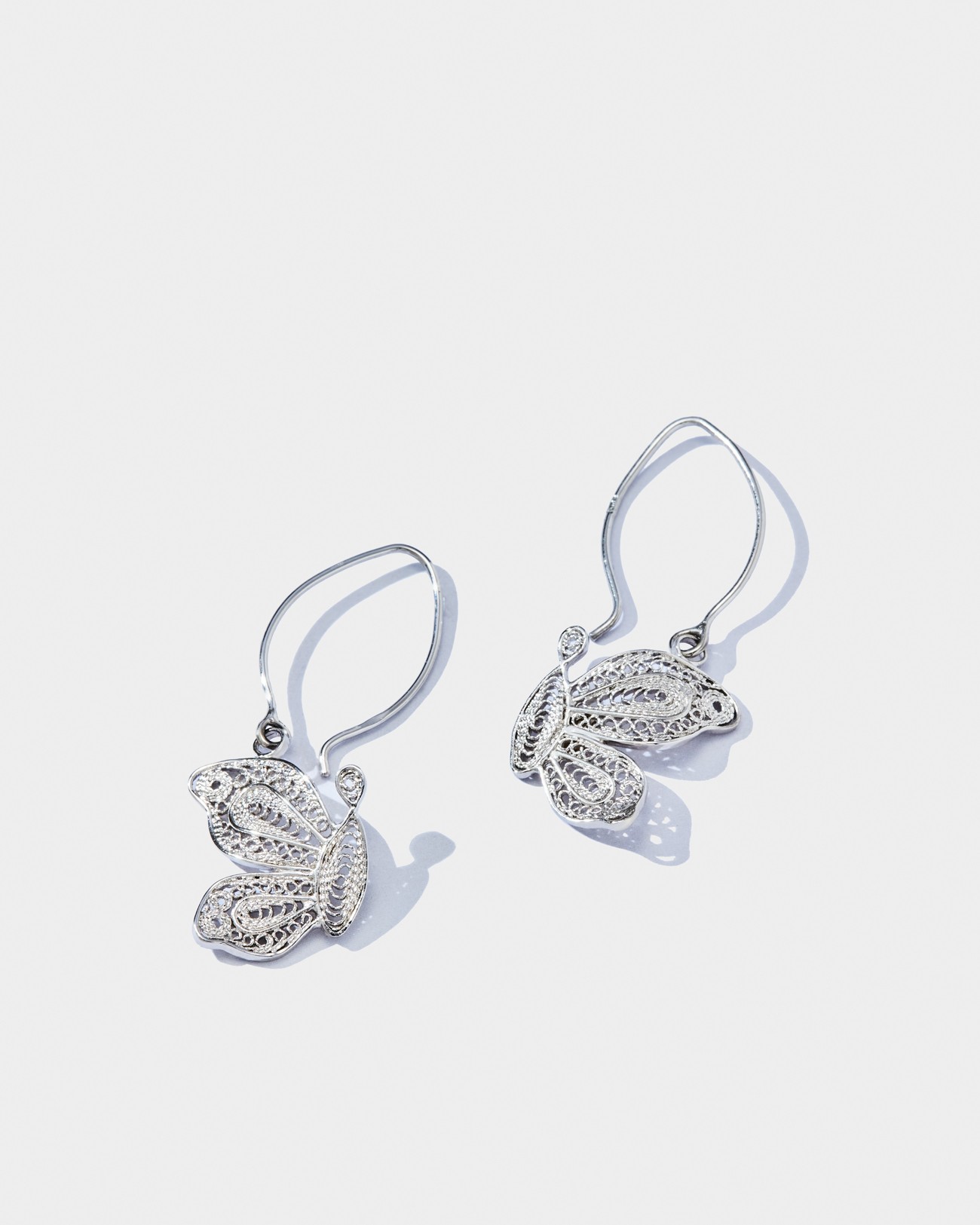 Handmade Delicate Filigree Butterfly Earrings Silver Jewelry