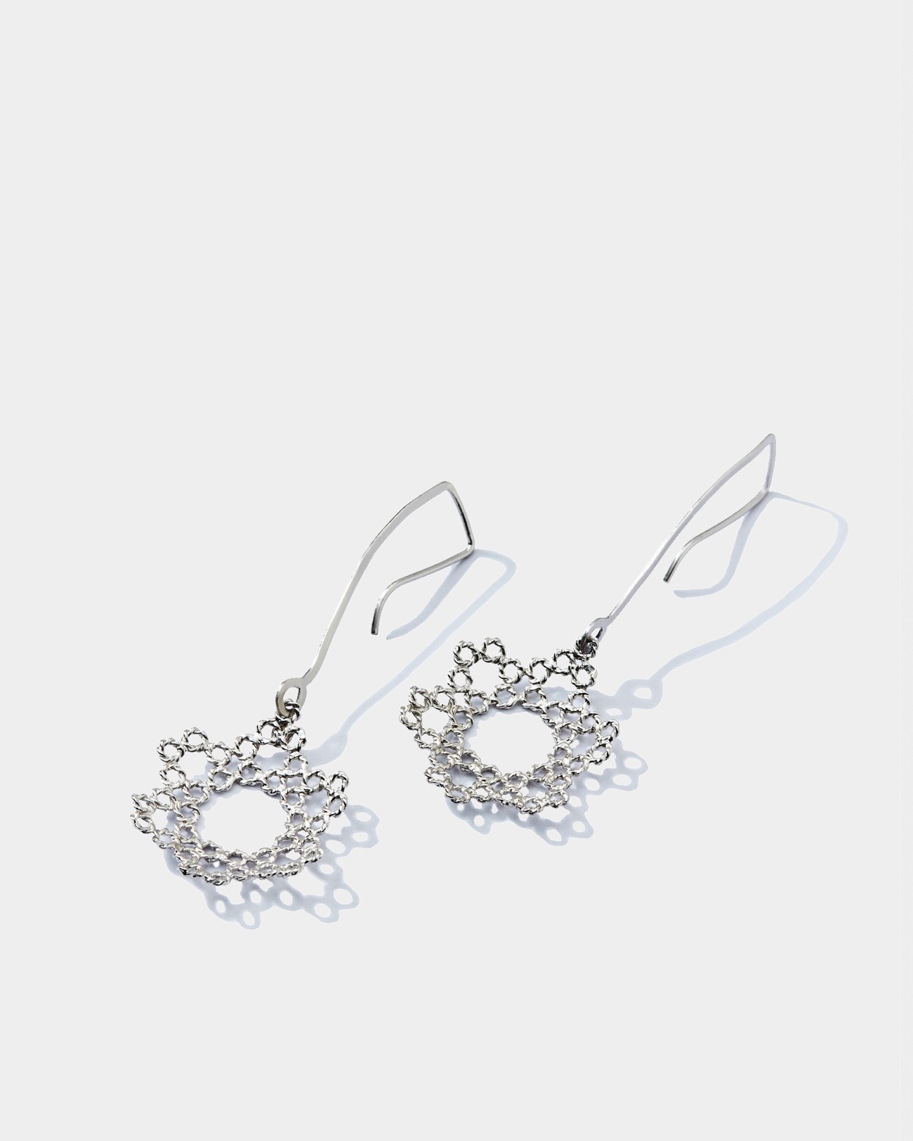 Handmade Dentellier Half Sphere With Long Hook Earrings