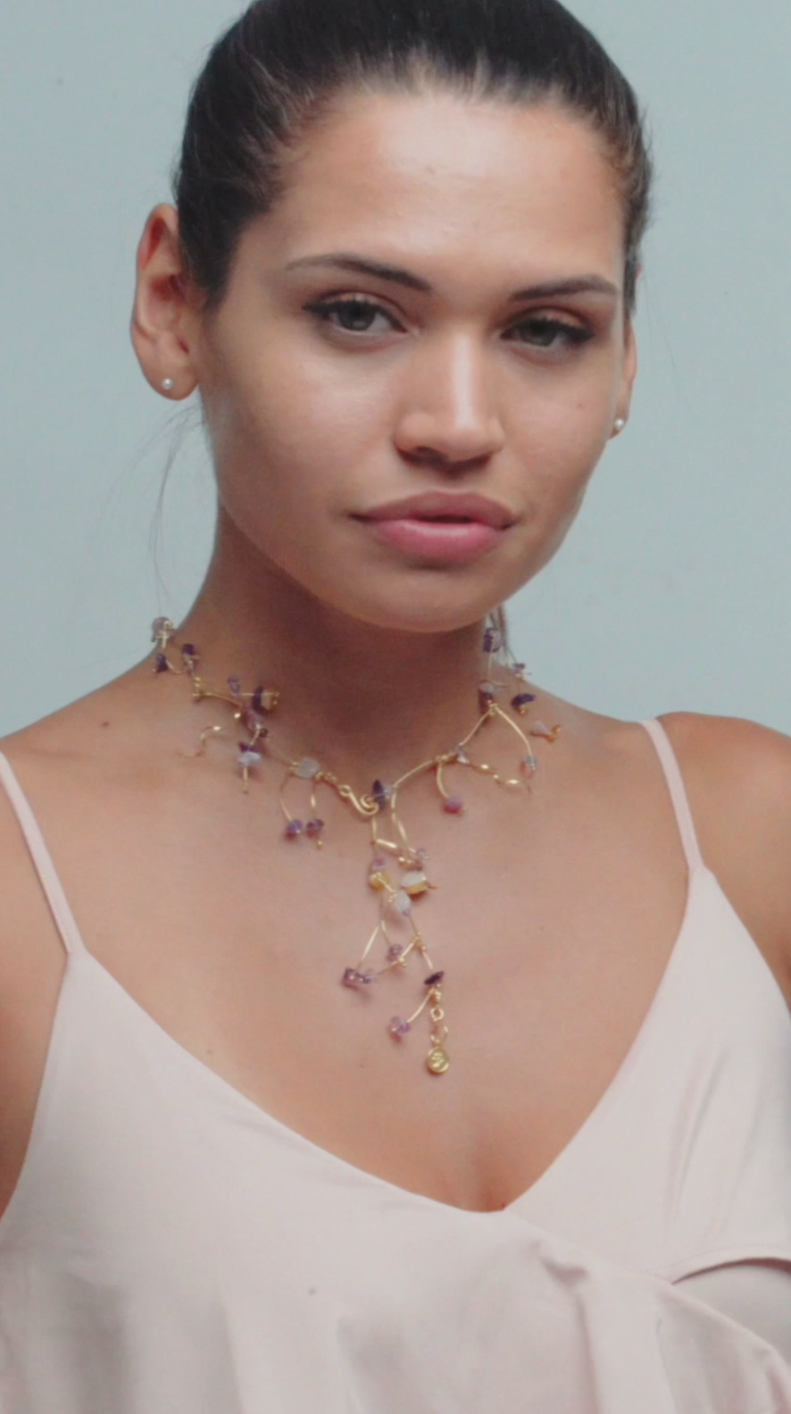 La Joie Amethyst, Tourmaline & Rose Quartz Necklace