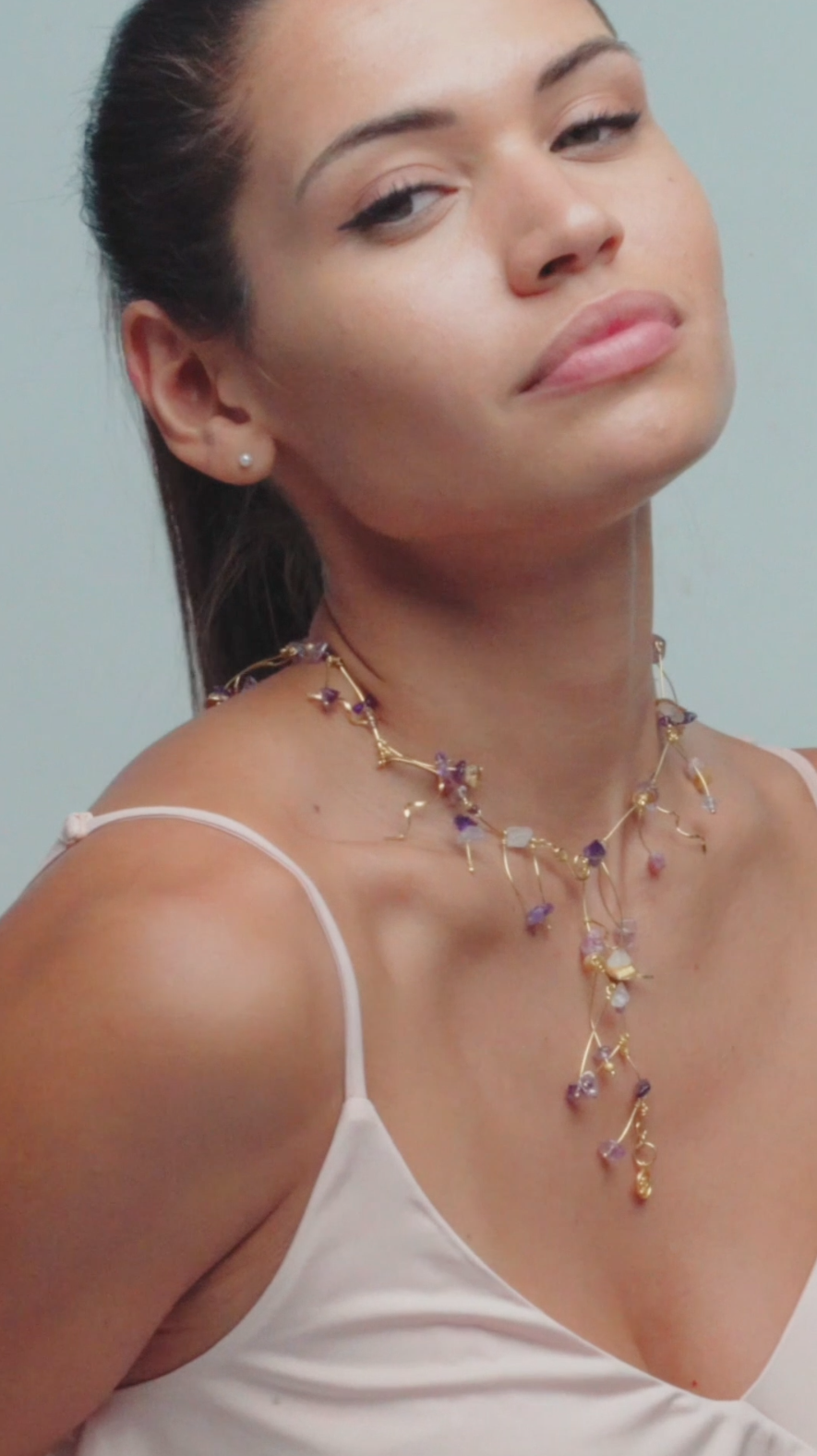La Joie Amethyst, Tourmaline & Rose Quartz Necklace