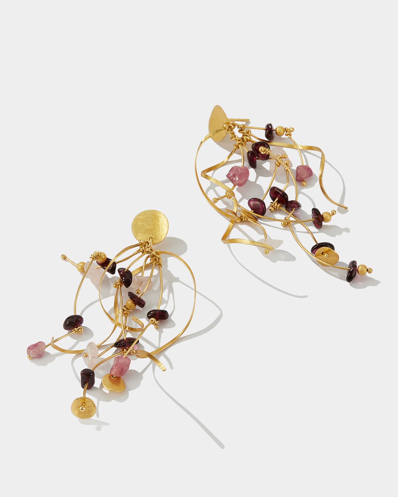 La Joie Garnet, Tourmaline & Rose Quartz Long Earring