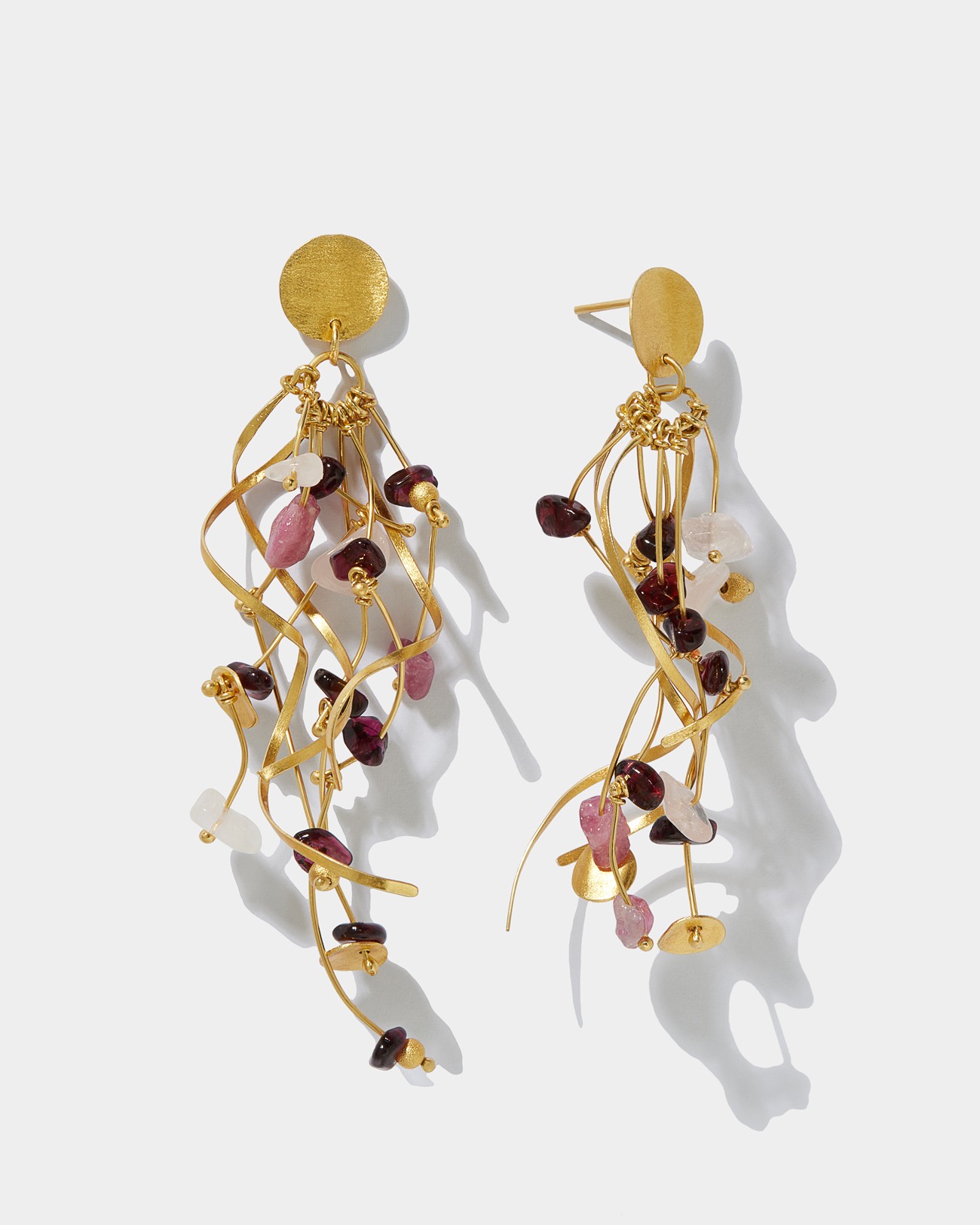 La Joie Garnet, Tourmaline & Rose Quartz Long Earring