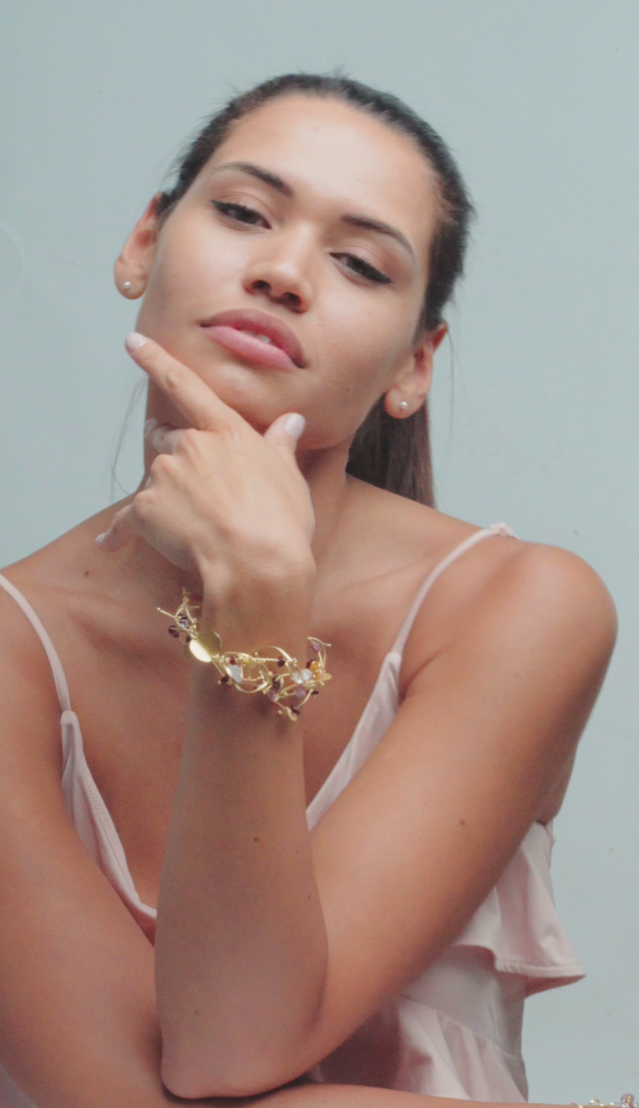 La Joie Garnet, Tourmaline & Rose Quartz Big Bracelet