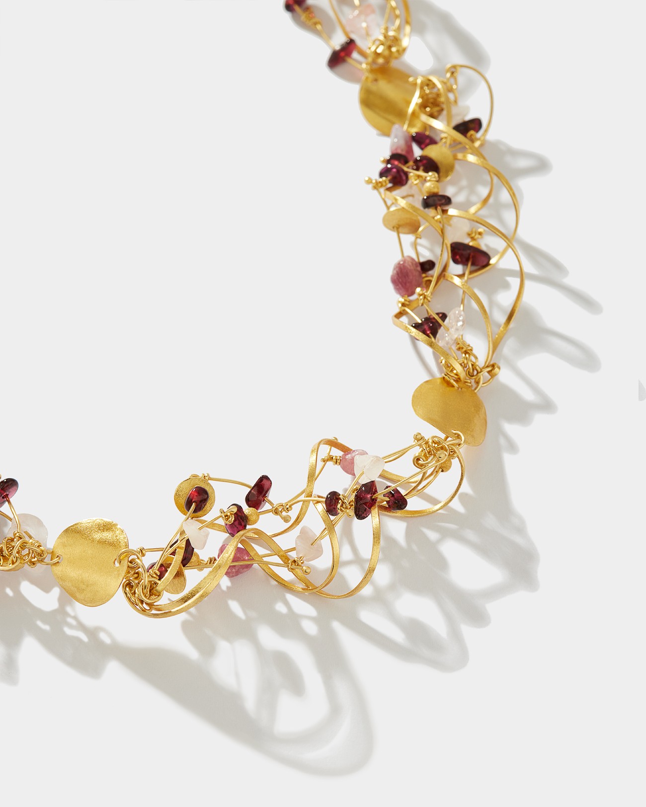 La Joie Garnet, Tourmaline & Rose Quartz Big Necklace