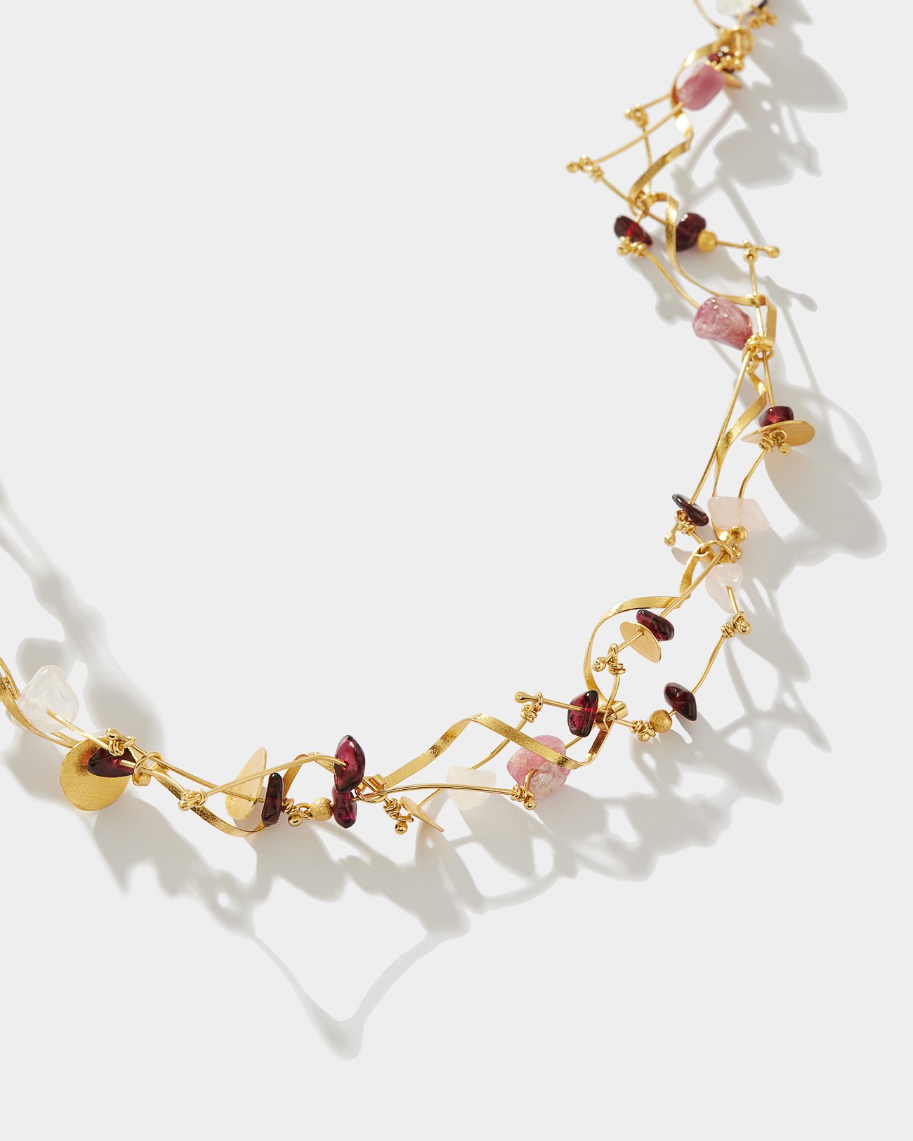 La Joie Garnet, Tourmaline & Rose Quartz Thin Necklace