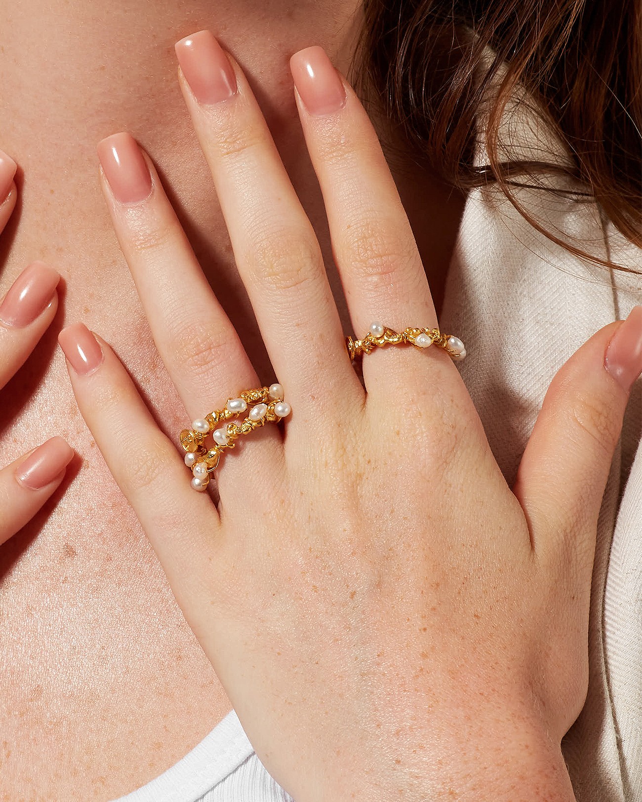 Handmade Organic Ring with Pearls