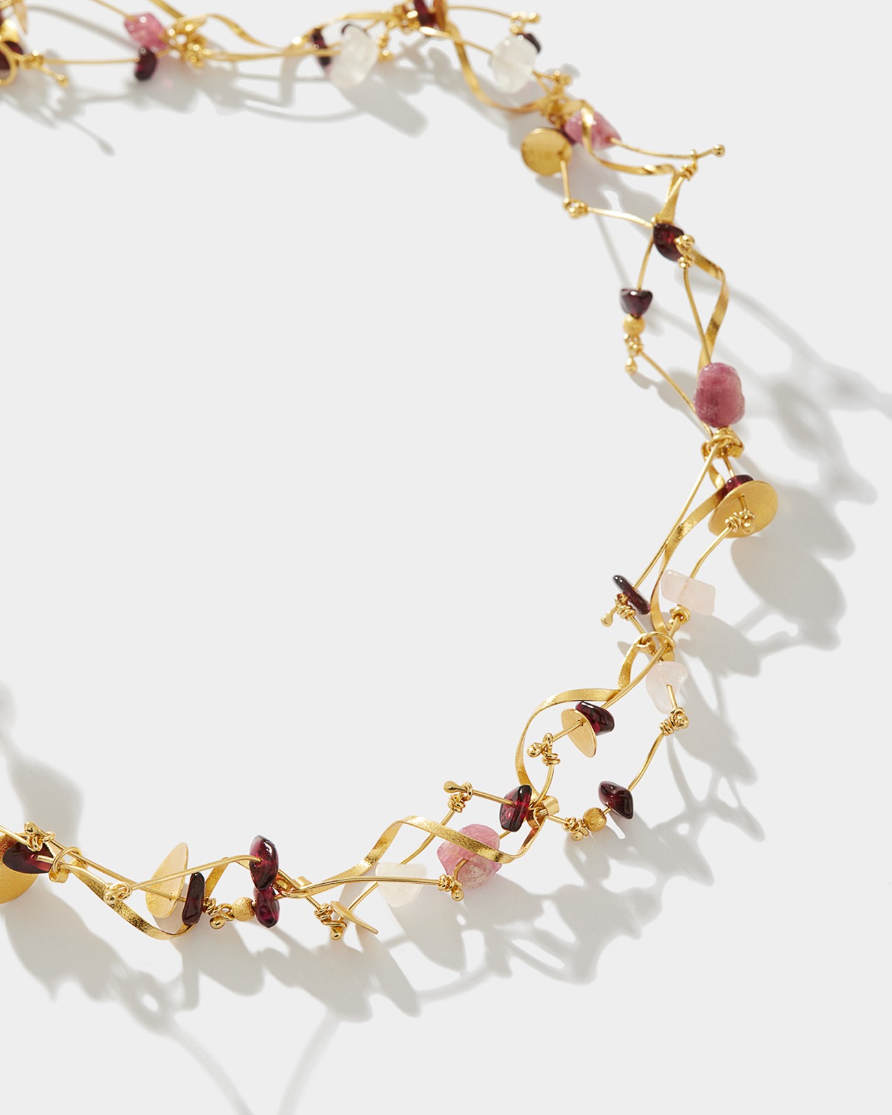 La Joie Garnet, Tourmaline & Rose Quartz Thin Necklace