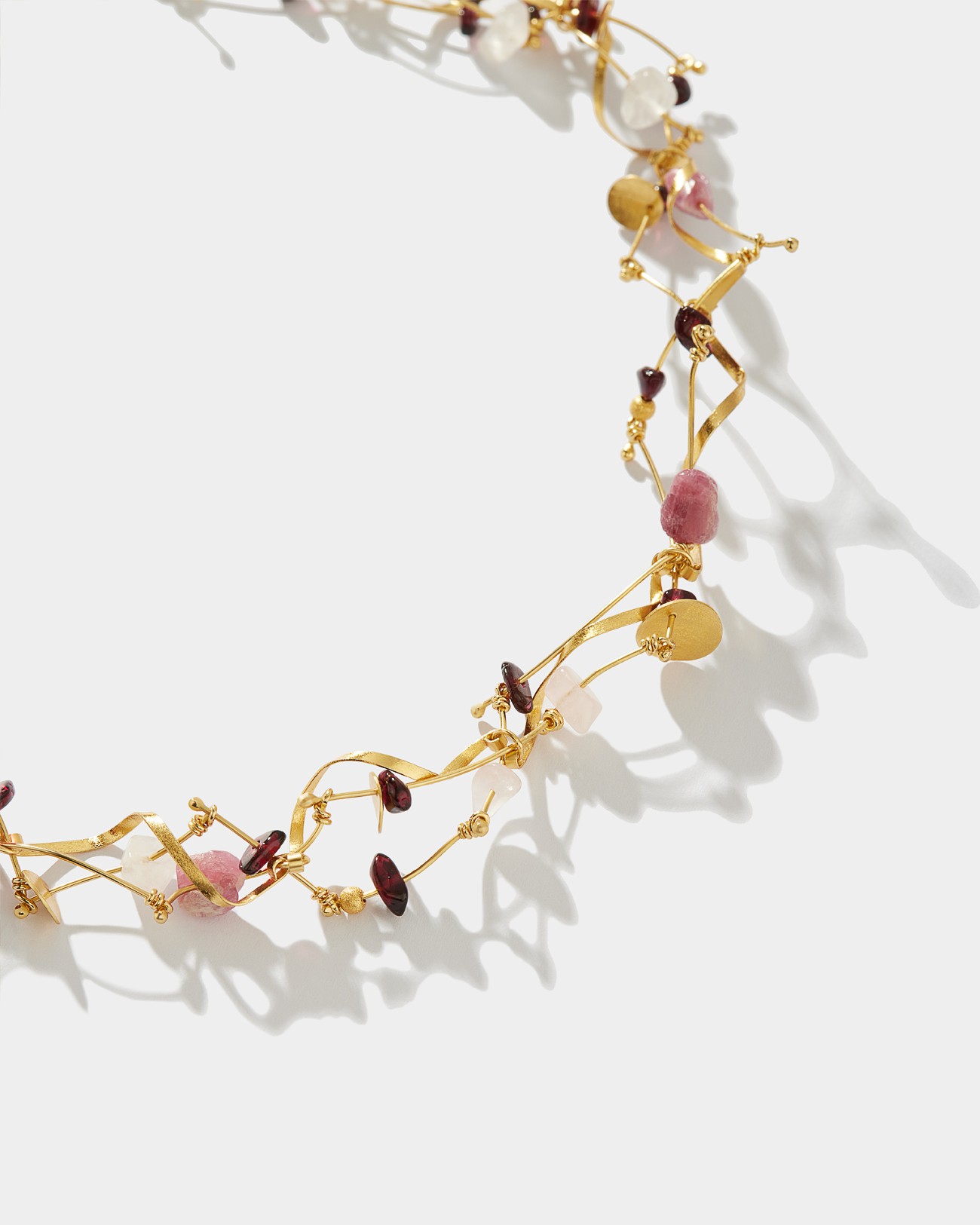 La Joie Garnet, Tourmaline & Rose Quartz Thin Necklace