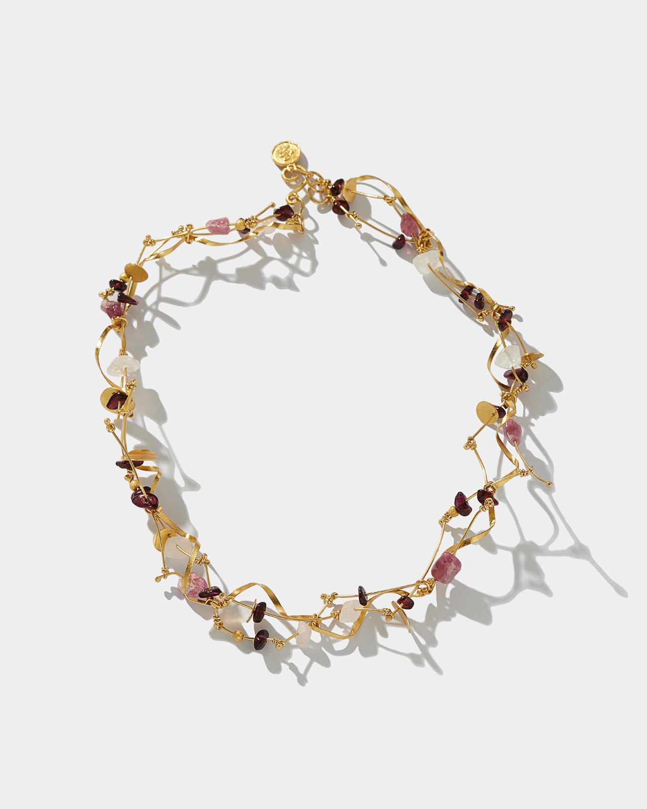 La Joie Garnet, Tourmaline & Rose Quartz Thin Necklace
