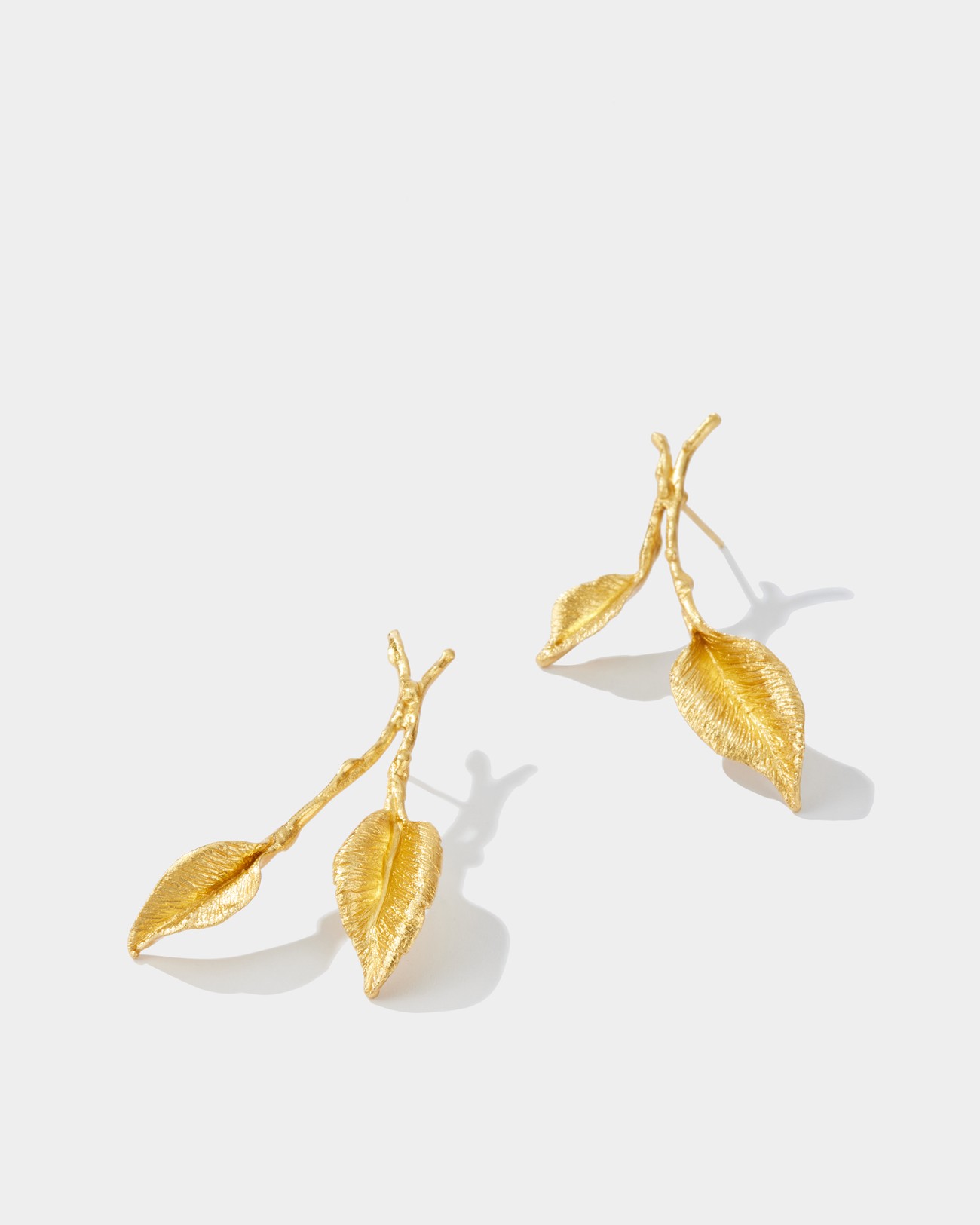Flowery Collection , Engraved Leaf Earrings