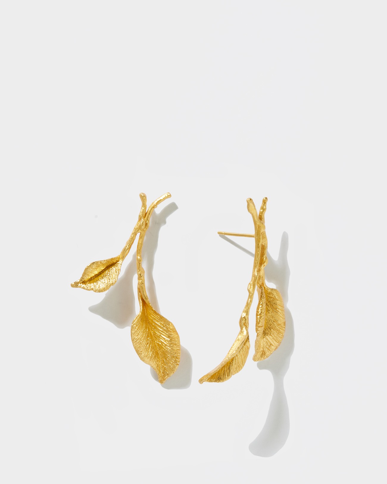 Flowery Collection , Engraved Leaf Earrings