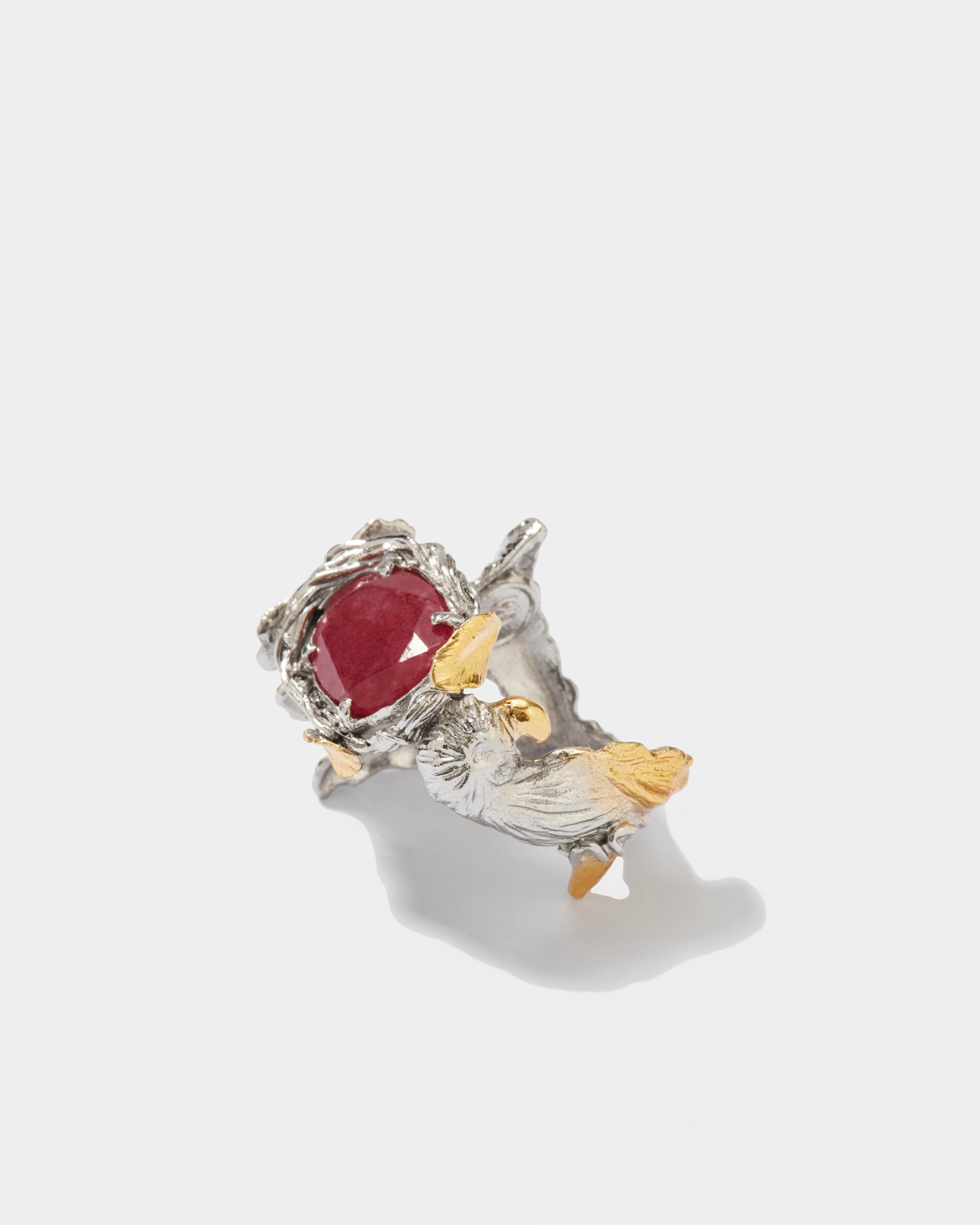 Flowery Collection, Engraved Flower & Bird Ring