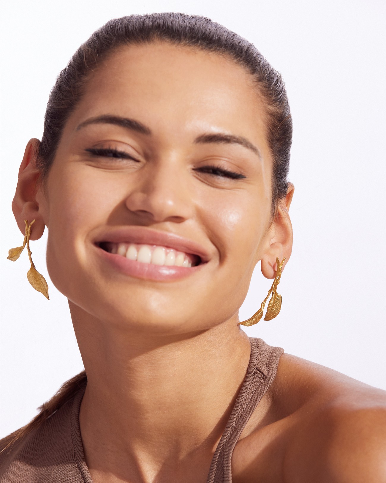 Flowery Collection , Engraved Leaf Earrings