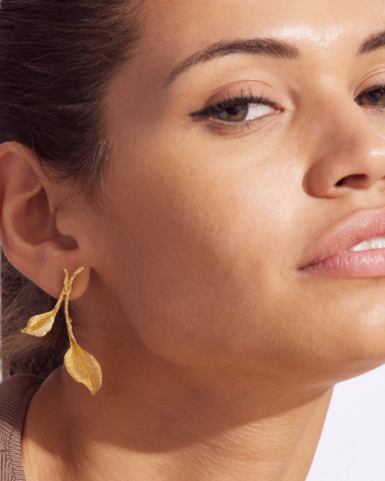 Flowery Collection , Engraved Leaf Earrings