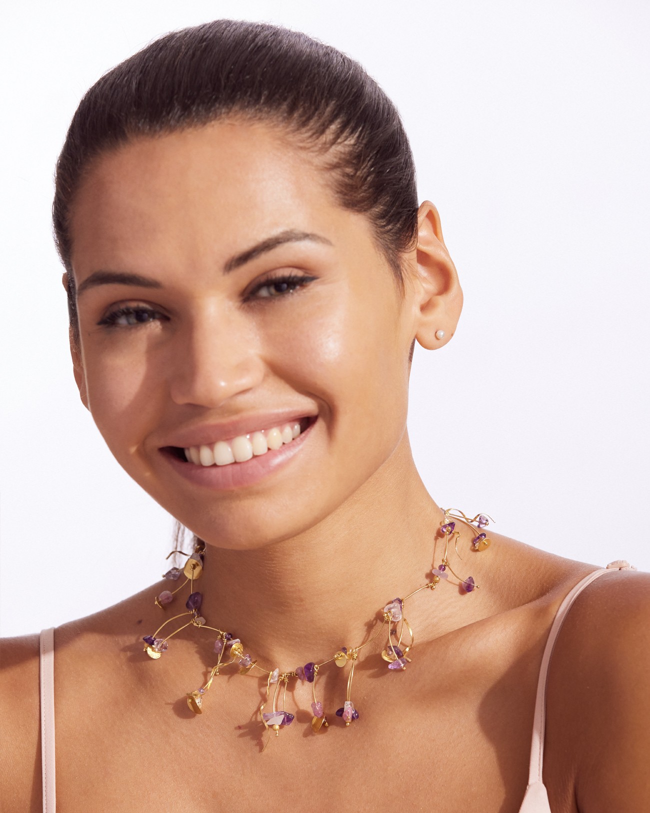 La Joie Amethyst, Tourmaline & Rose Quartz Necklace