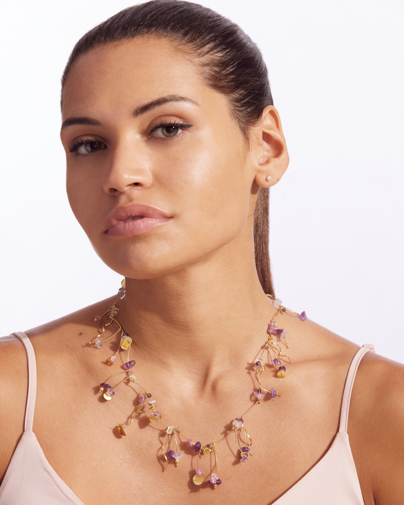 La Joie Amethyst, Tourmaline & Rose Quartz Necklace