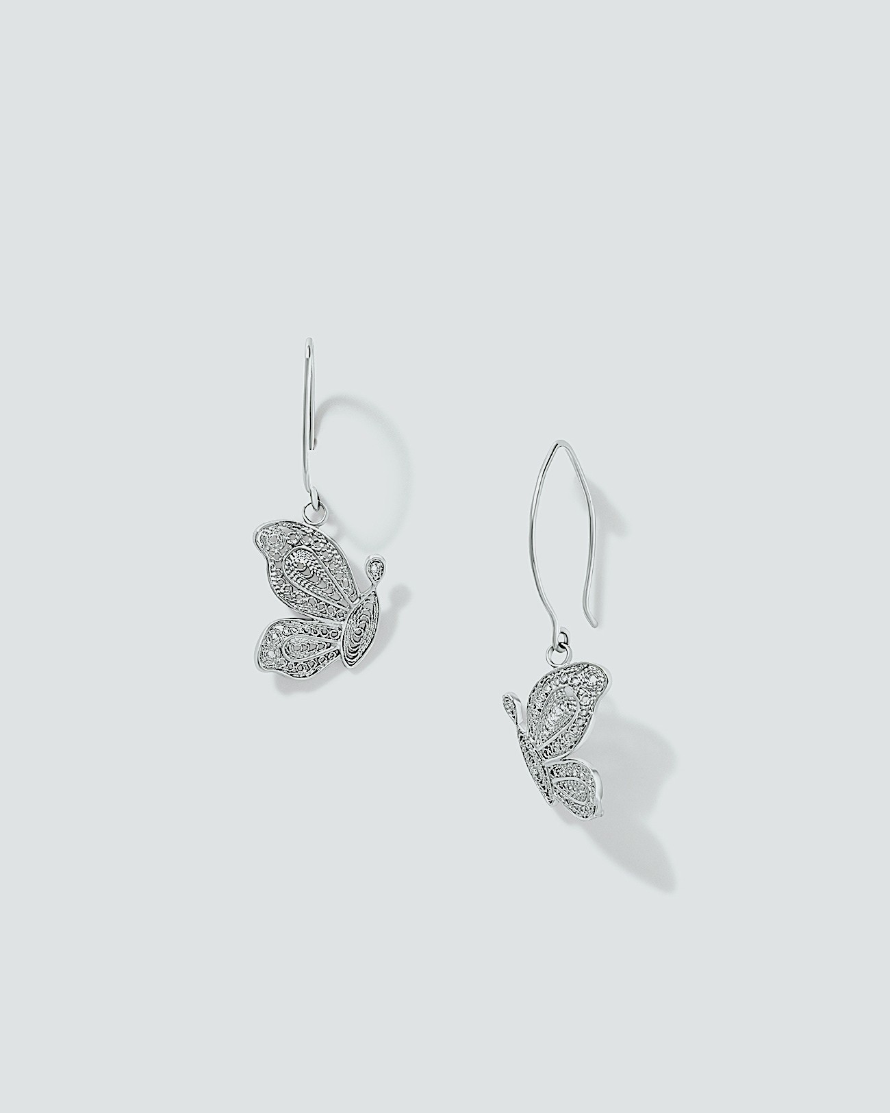Handmade Delicate Filigree Butterfly Earrings Silver Jewelry