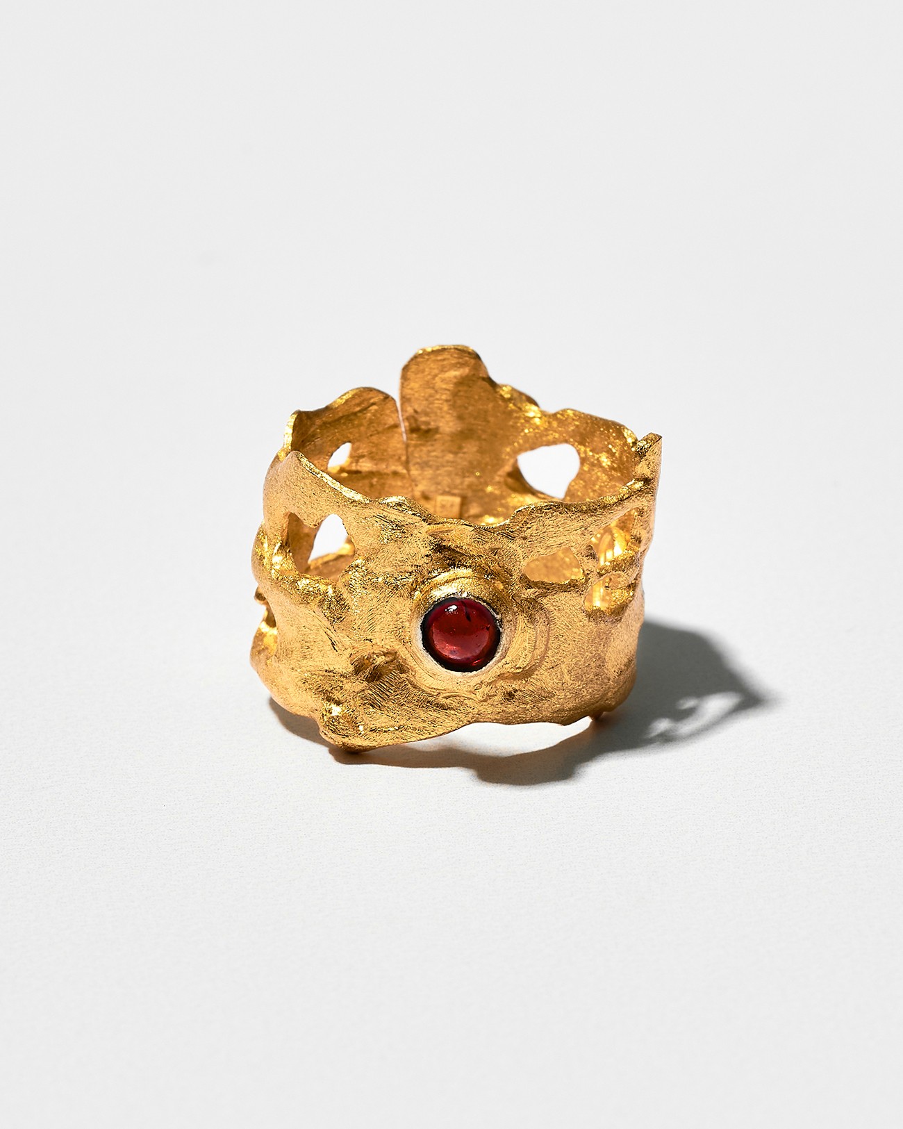Handmade Organic Ring with Garnet Stone