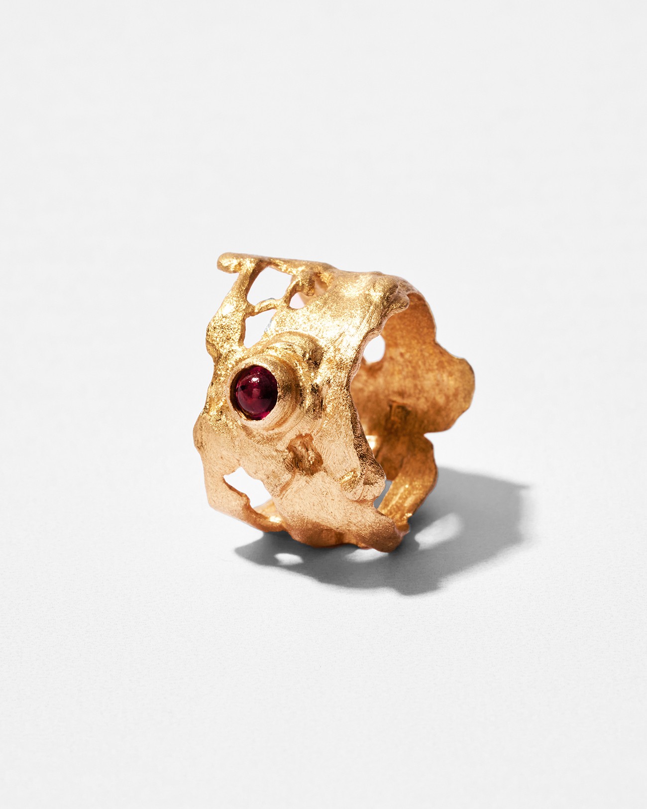 Handmade Organic Ring with Garnet Stone