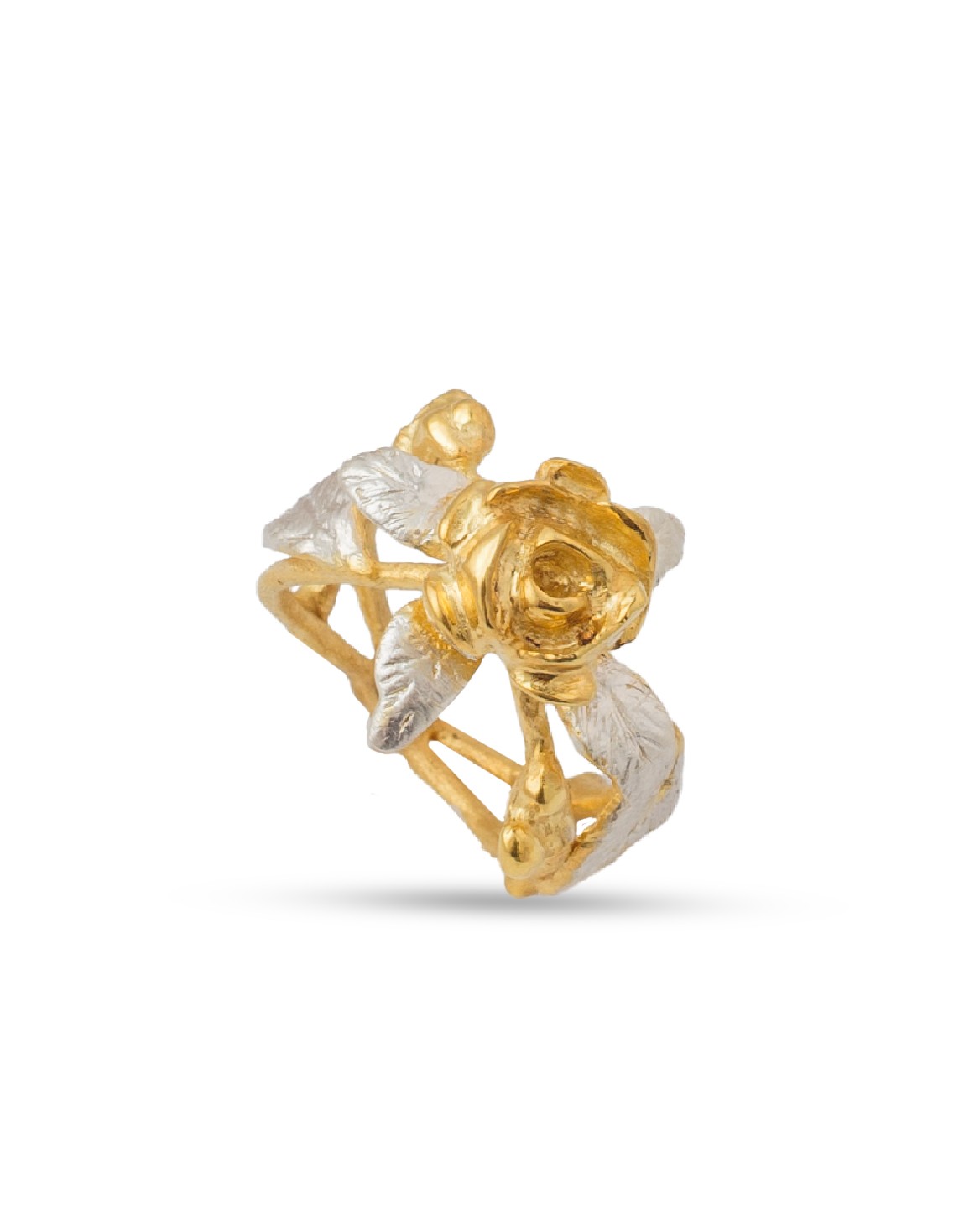 Flowery Collection, Rose Flower, Leaves & Branches Ring