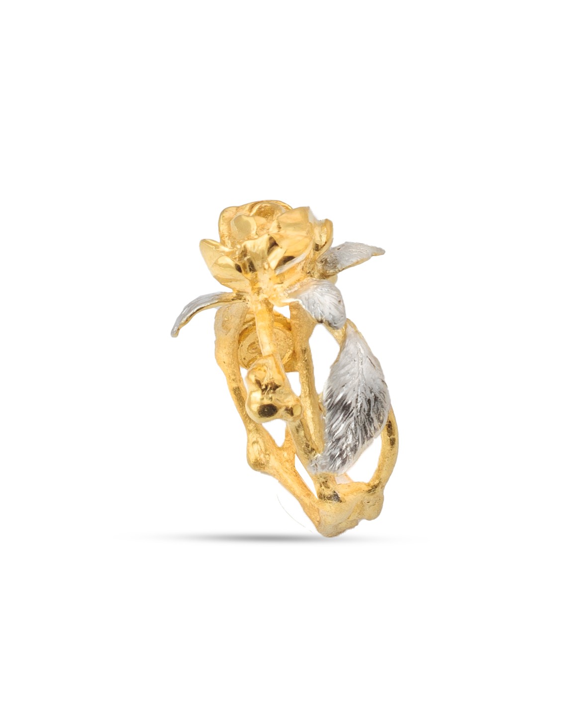 Flowery Collection, Rose Flower, Leaves & Branches Ring