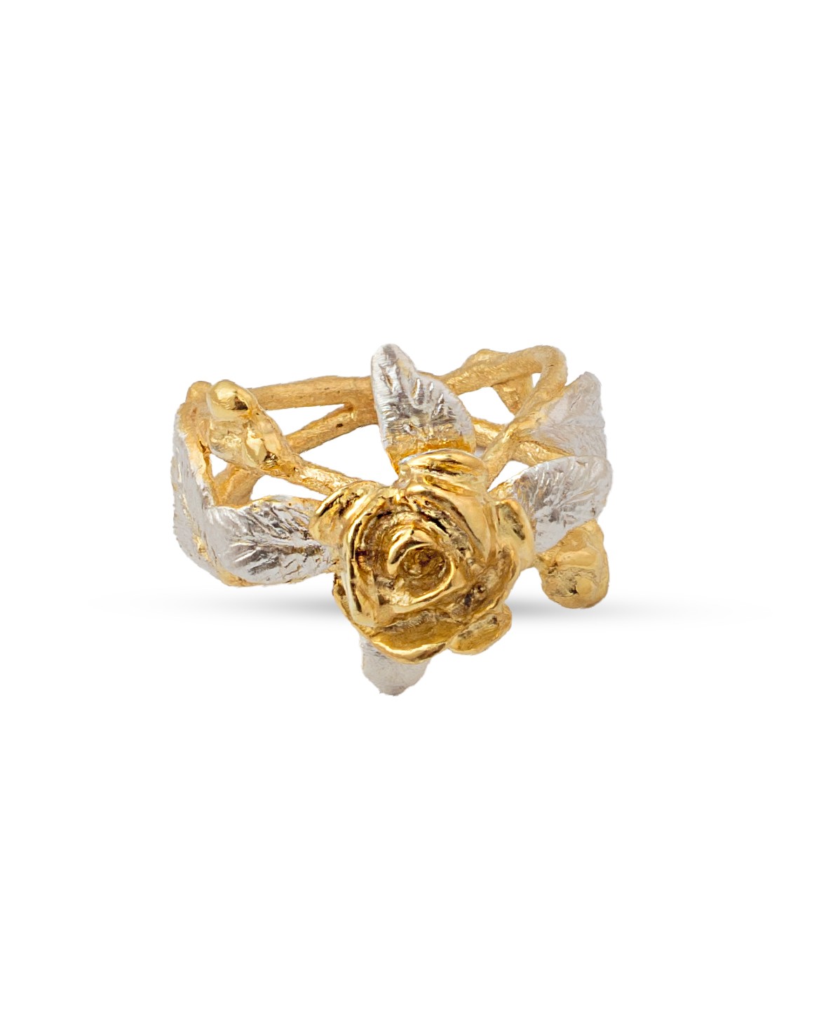 Flowery Collection, Rose Flower, Leaves & Branches Ring
