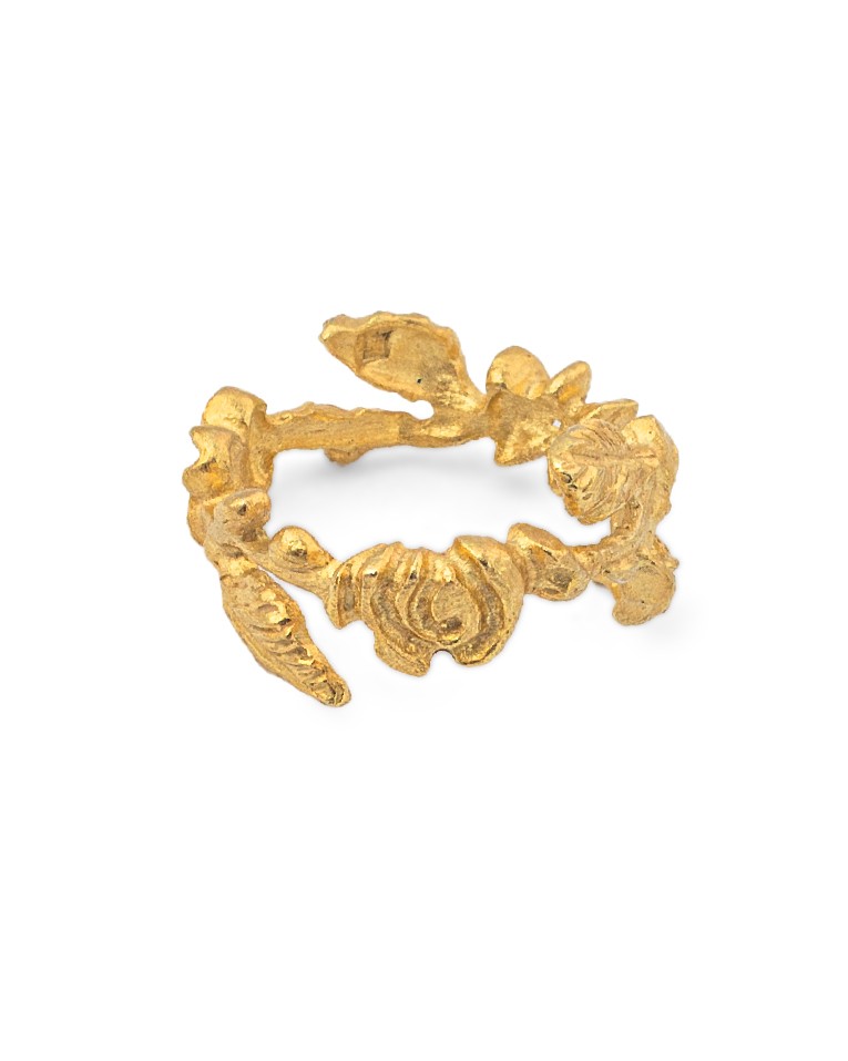 Flowery Collection, Collective 3 Flowers & Leaves Engraved Ring