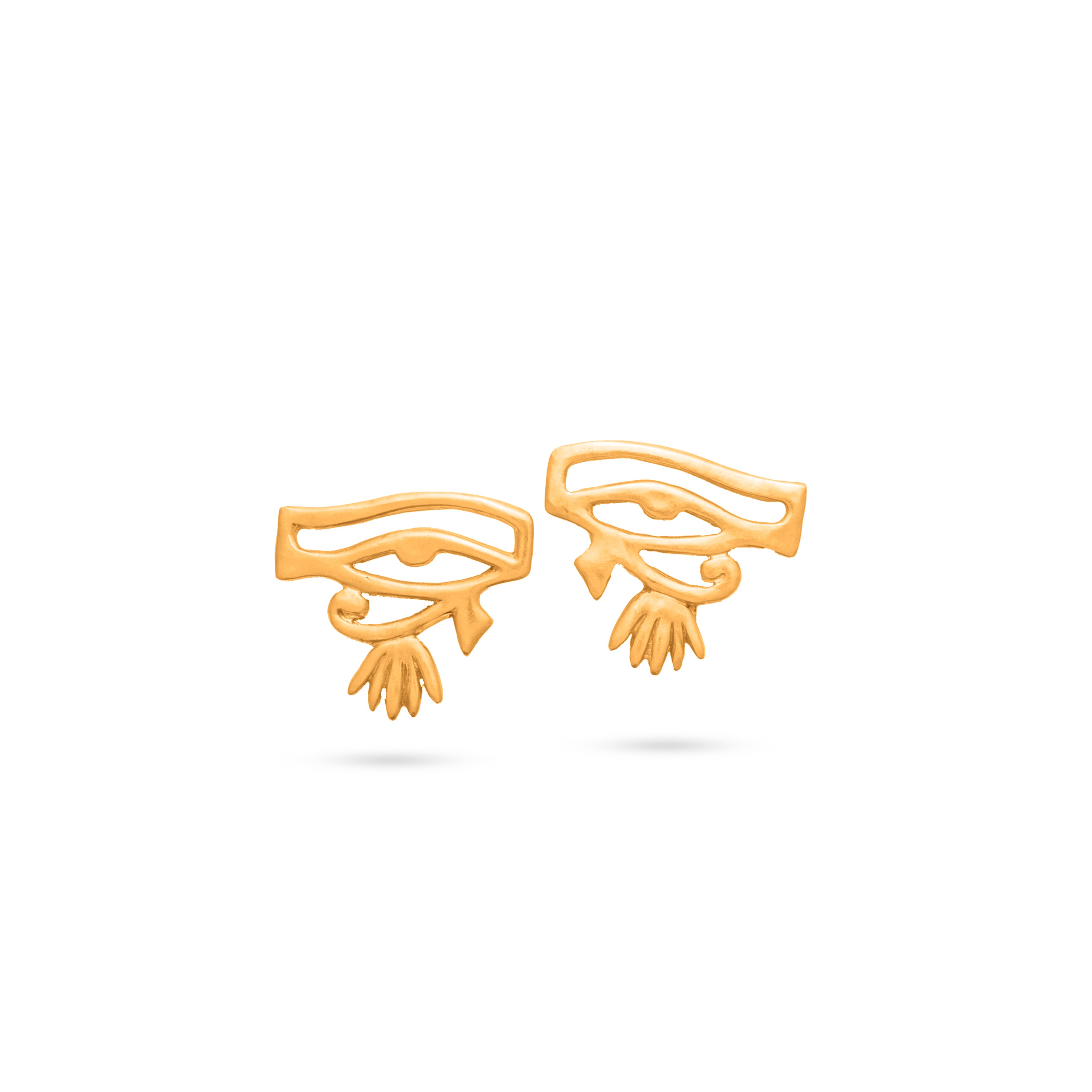 Pharaonic Collection, Engraved Horus Eye Gold Plated Earring With Turquoise
