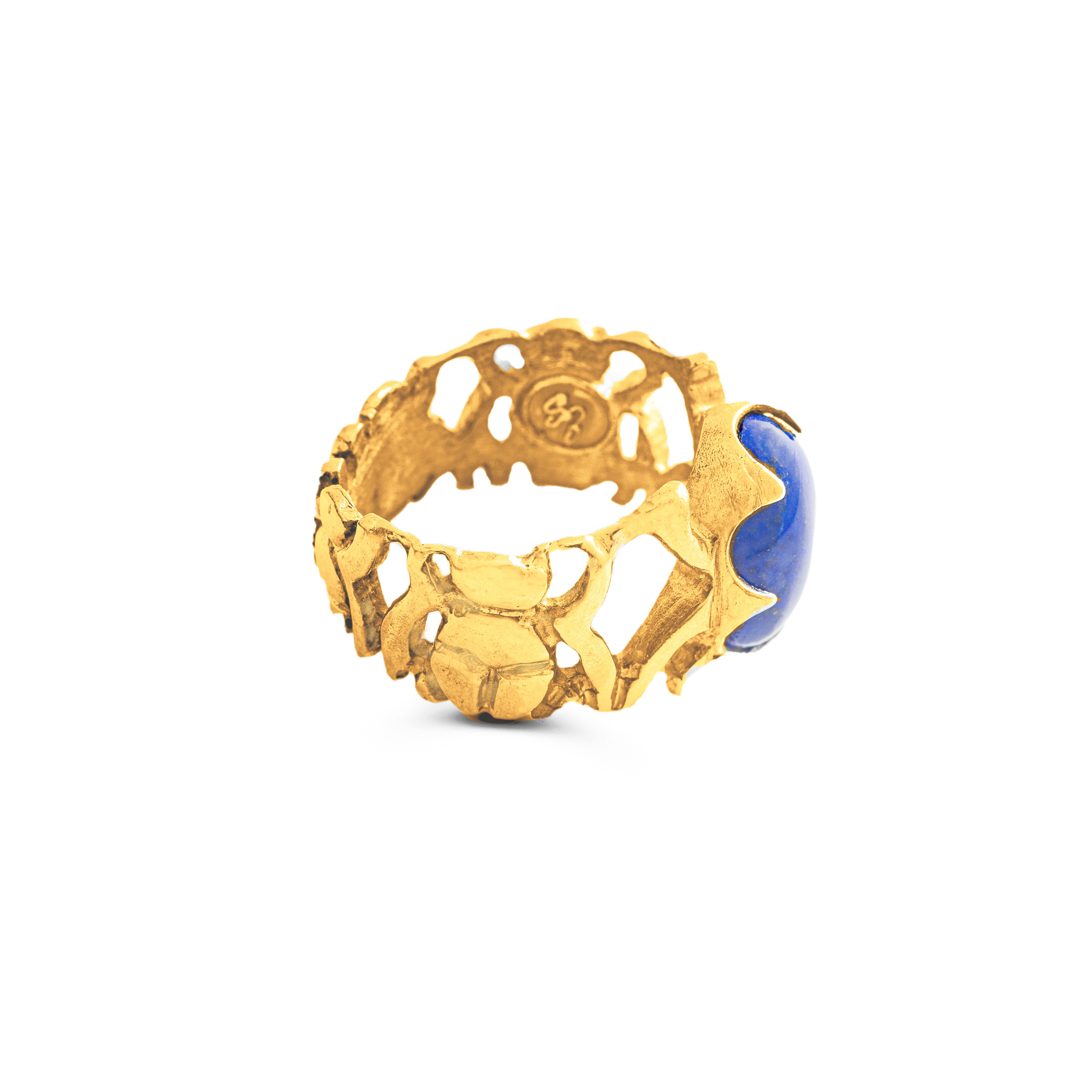 Pharaonic Collection, Scarabs With Oval Lapis Stones Ring