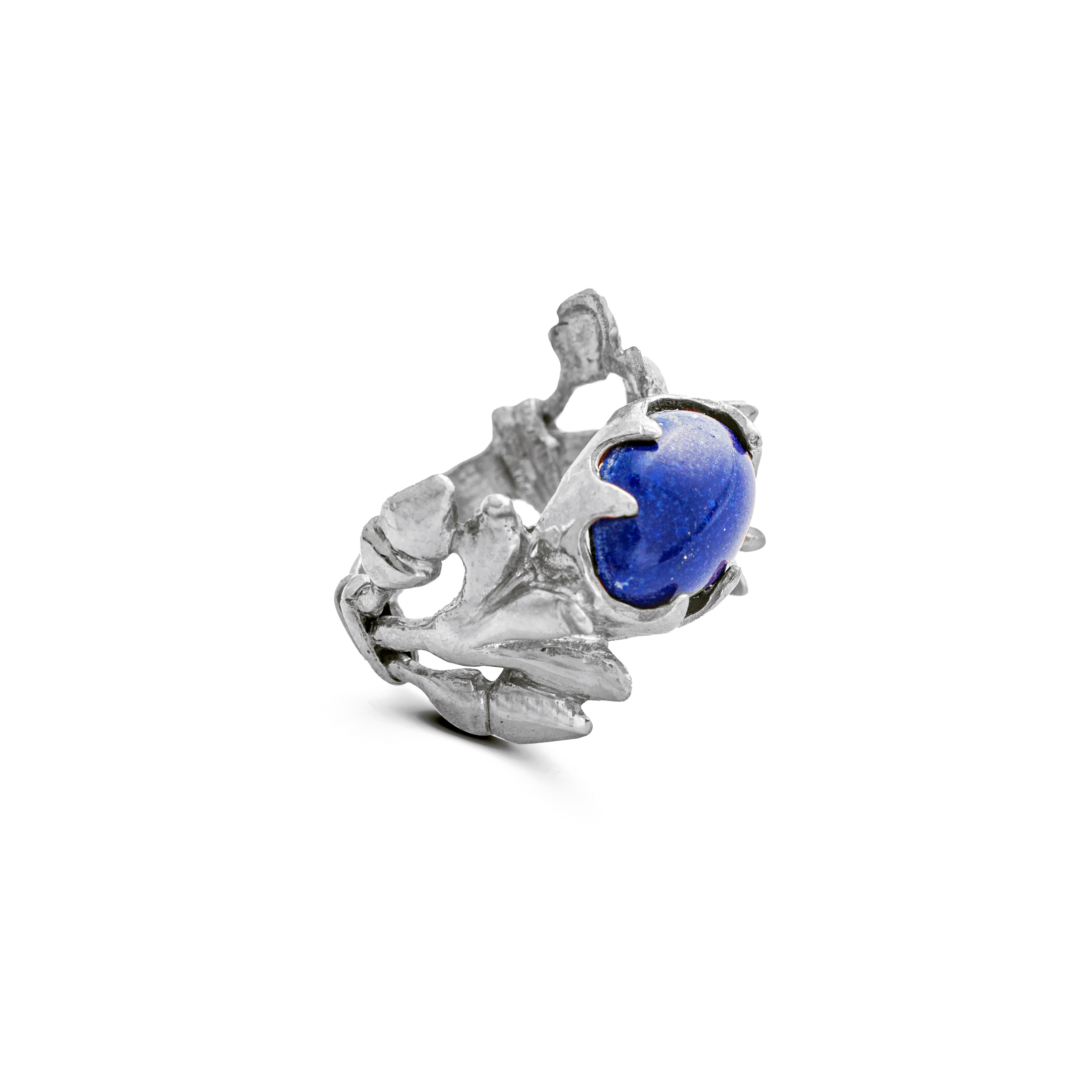Pharaonic Collection, Lotus With Oval Lapis Stone Ring